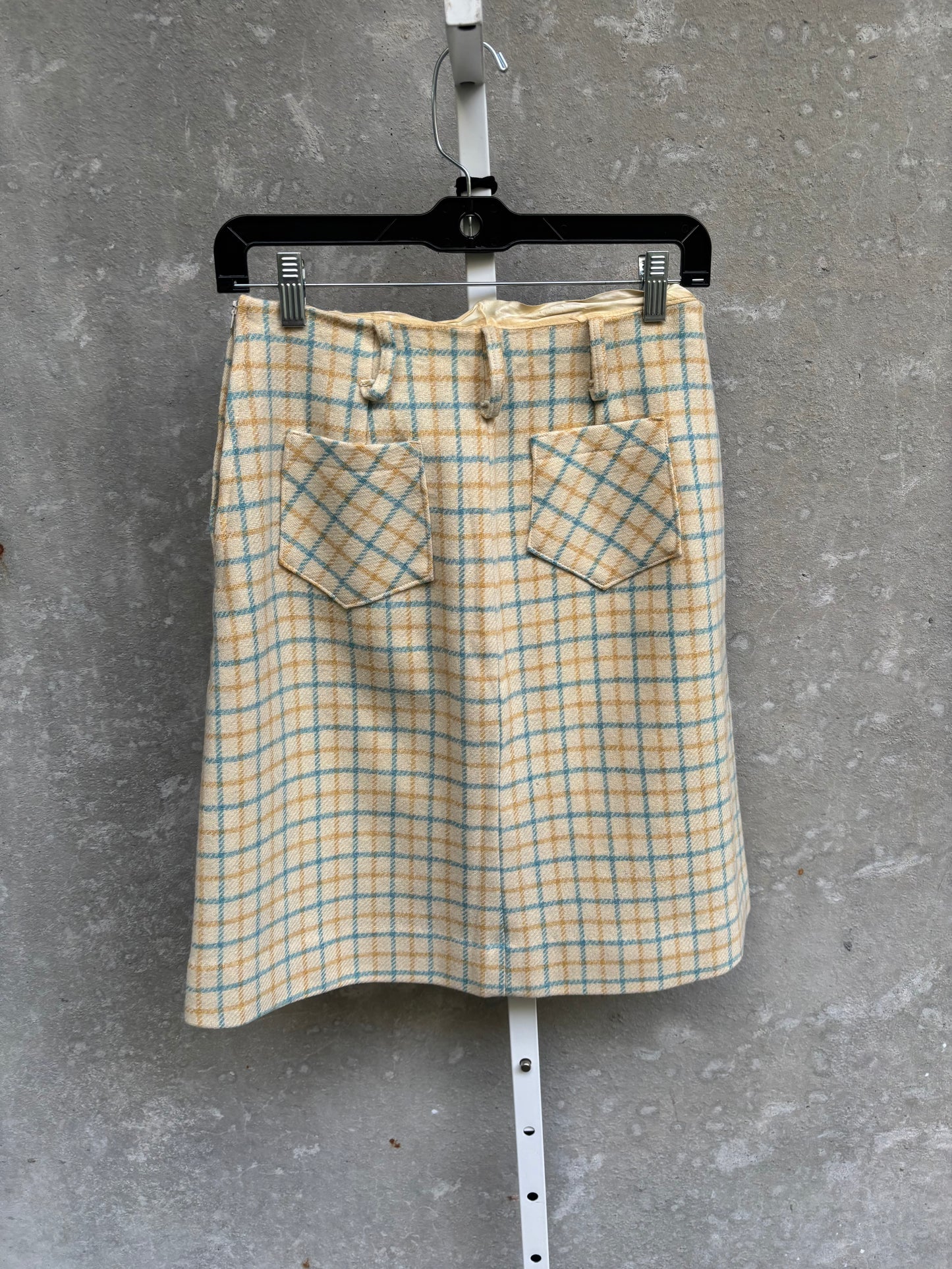 1950s/60s Tan Windowpane Check Skirt