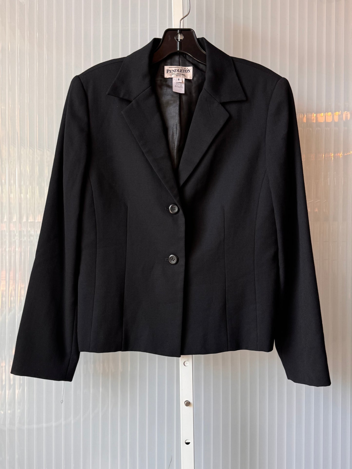 1990s Black Wool Jacket & Pants Suit Set