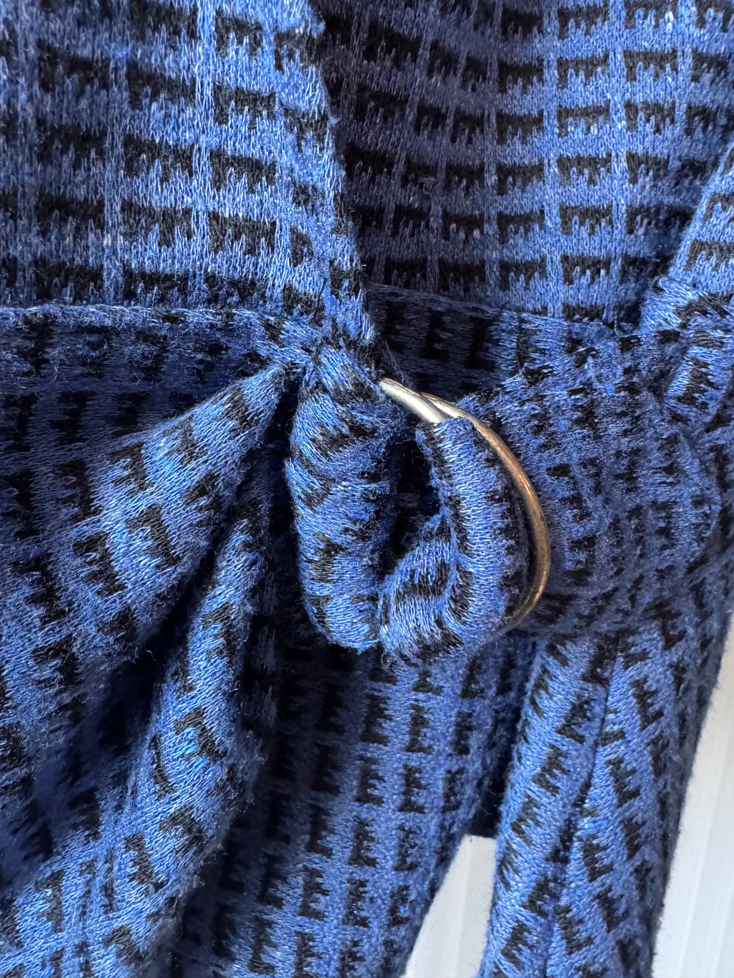 1980s Blue & Black Wrap Top
