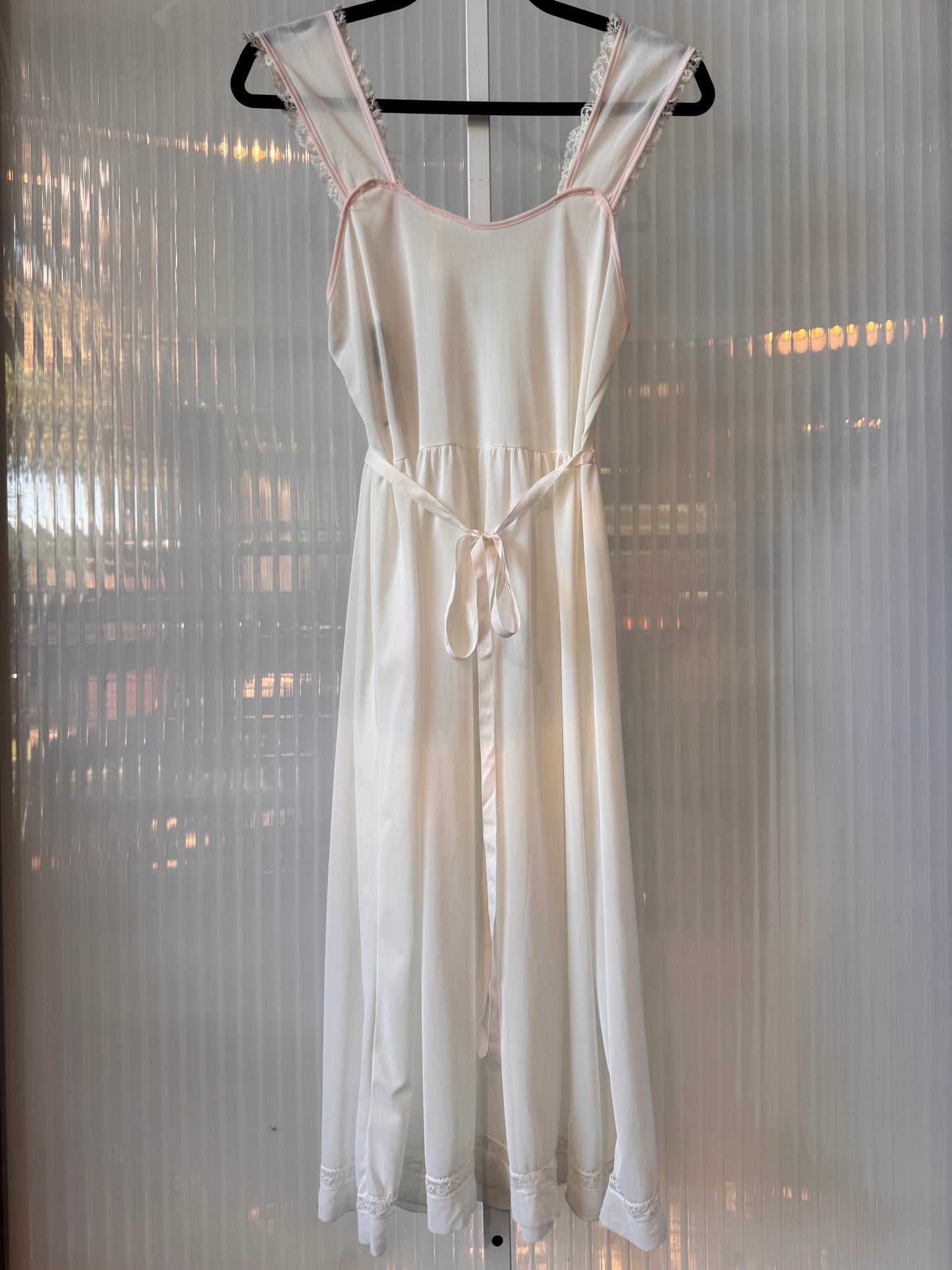 1960s White & Pastel Smocking Nightgown Slip
