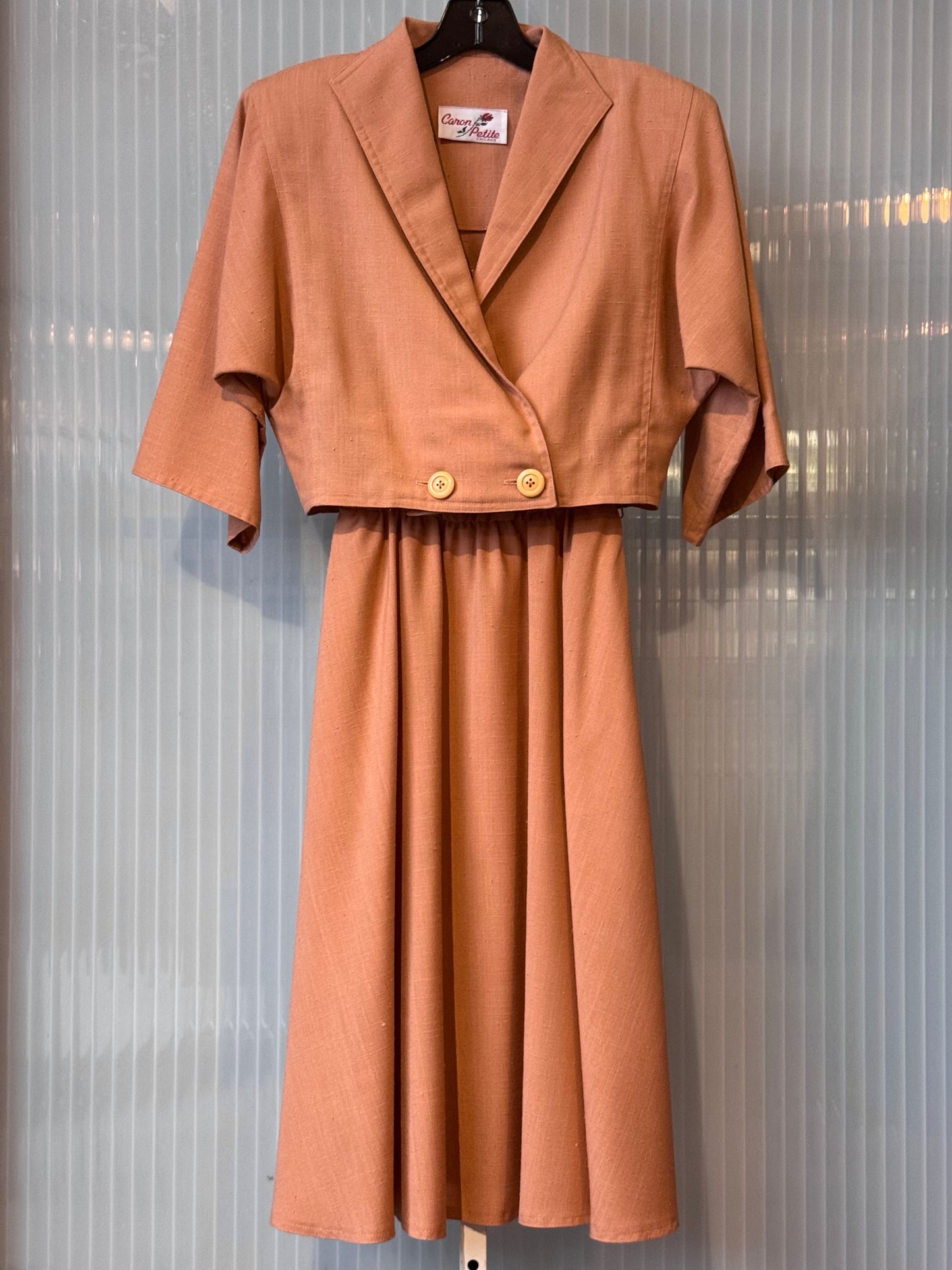 1980s Mauve Cropped Jacket & Dress Set