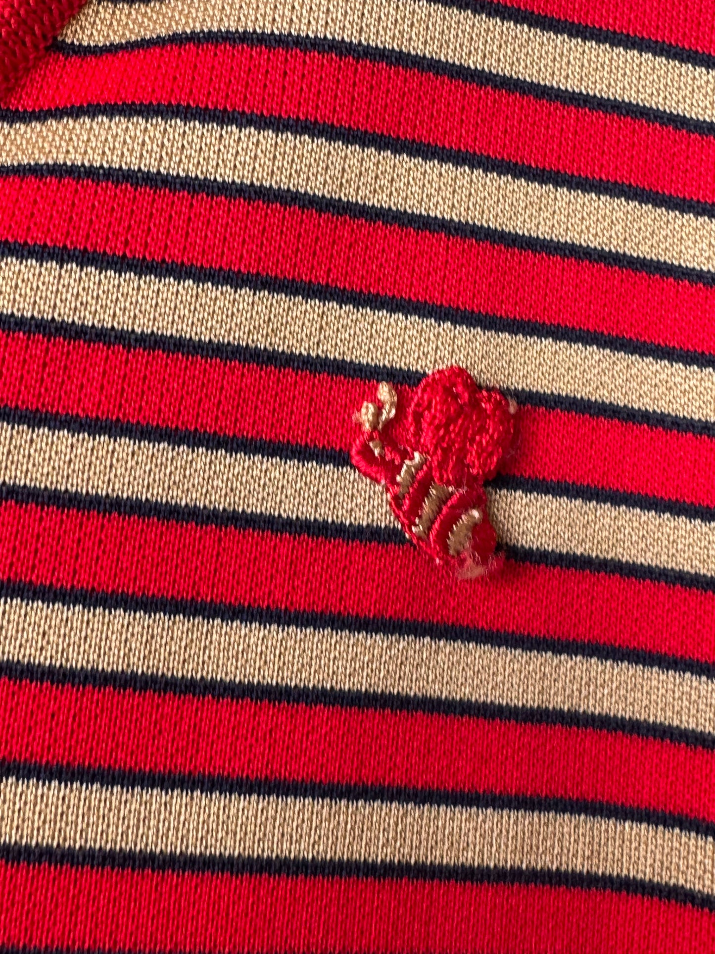 1960s Red & Gold Stripe Collared Shift Dress