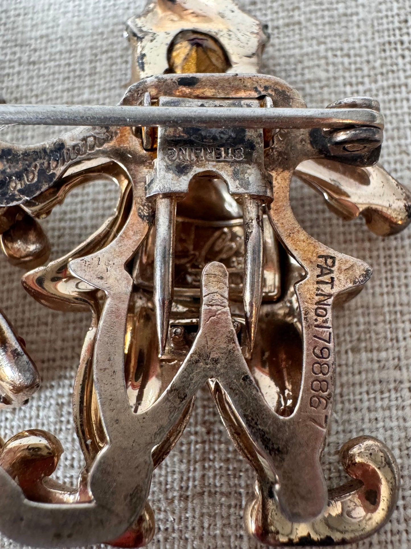 1947 Corocraft Sterling Dutch Couple Fur Clips and Brooch