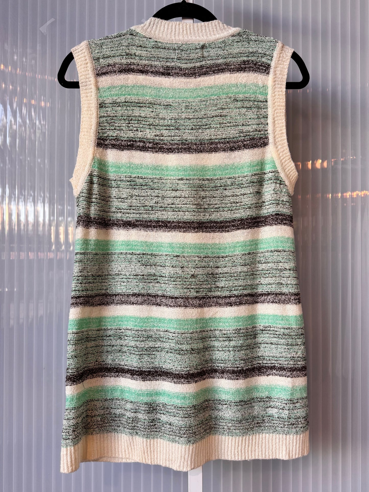 1970s Cream Mint & Brown Sweater Vest