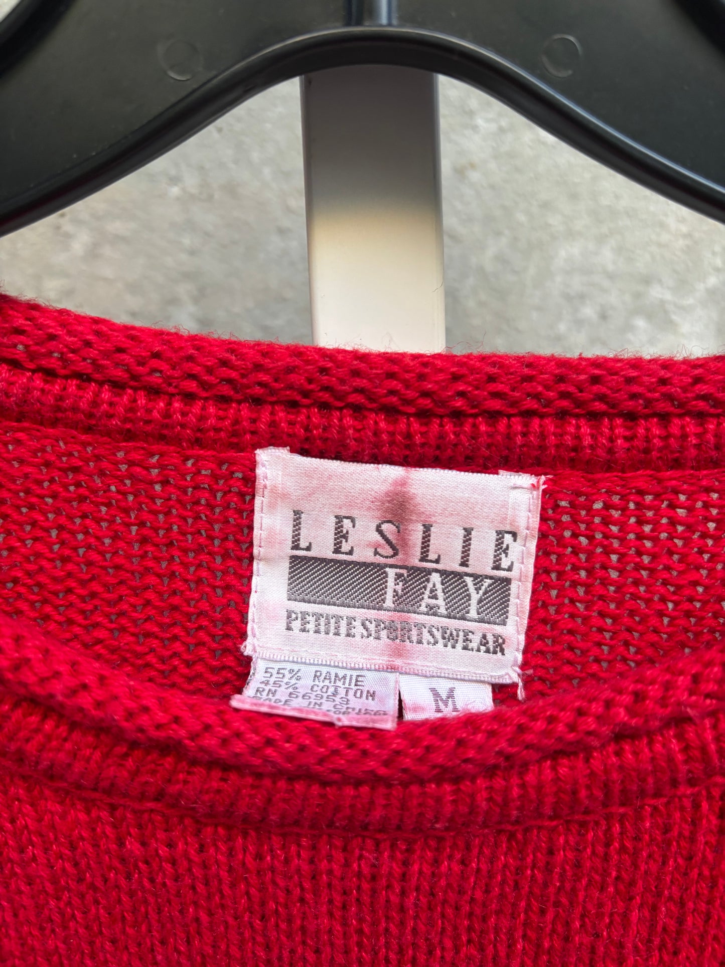 1980s Red Sweater with Crewel Paisley Motif