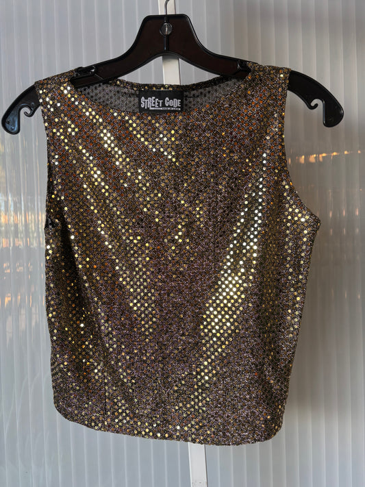 1980s Gold & Black Disco Tank Top