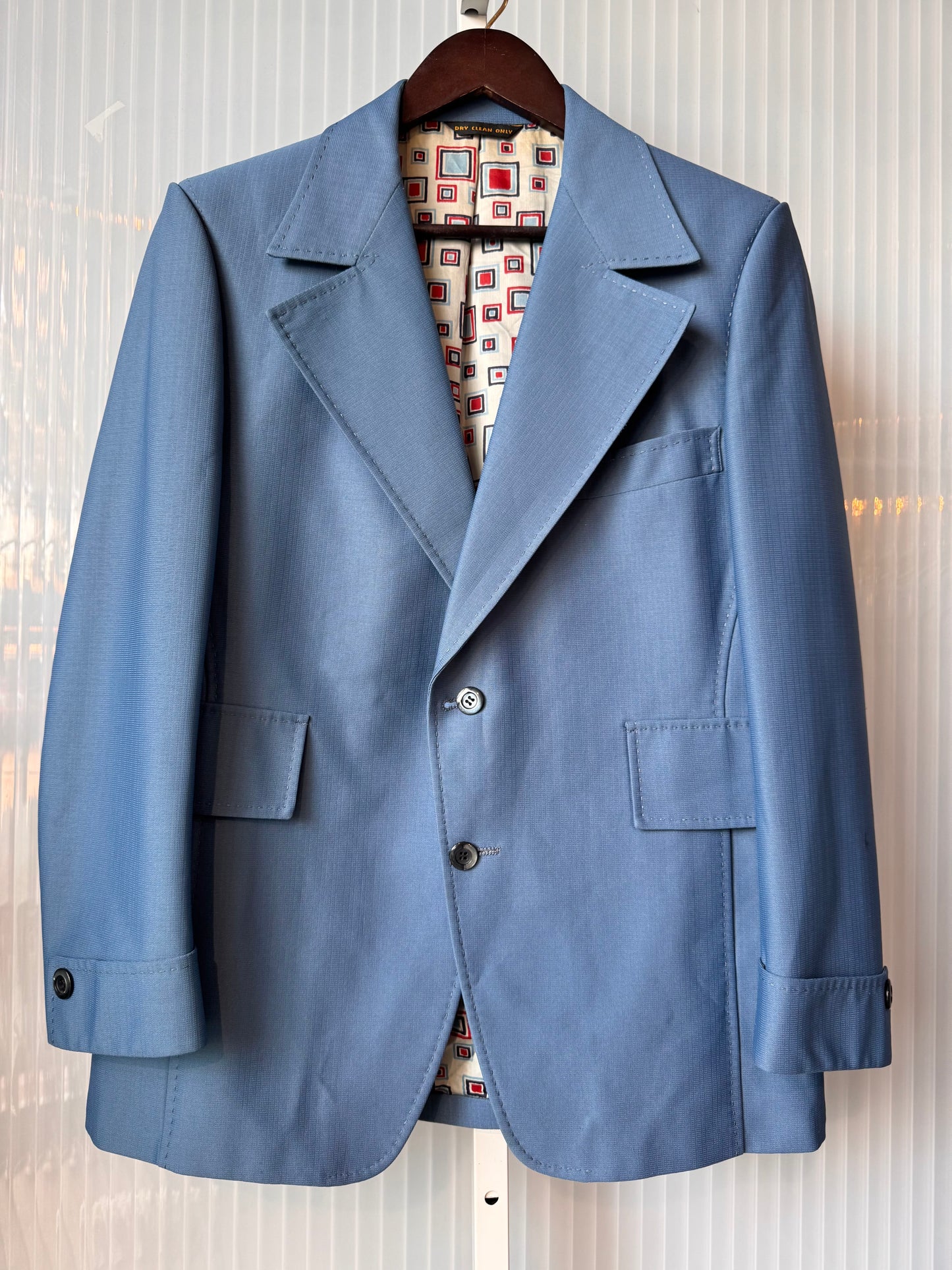 1970s Groovy Blue Suit Jacket & Pants Set