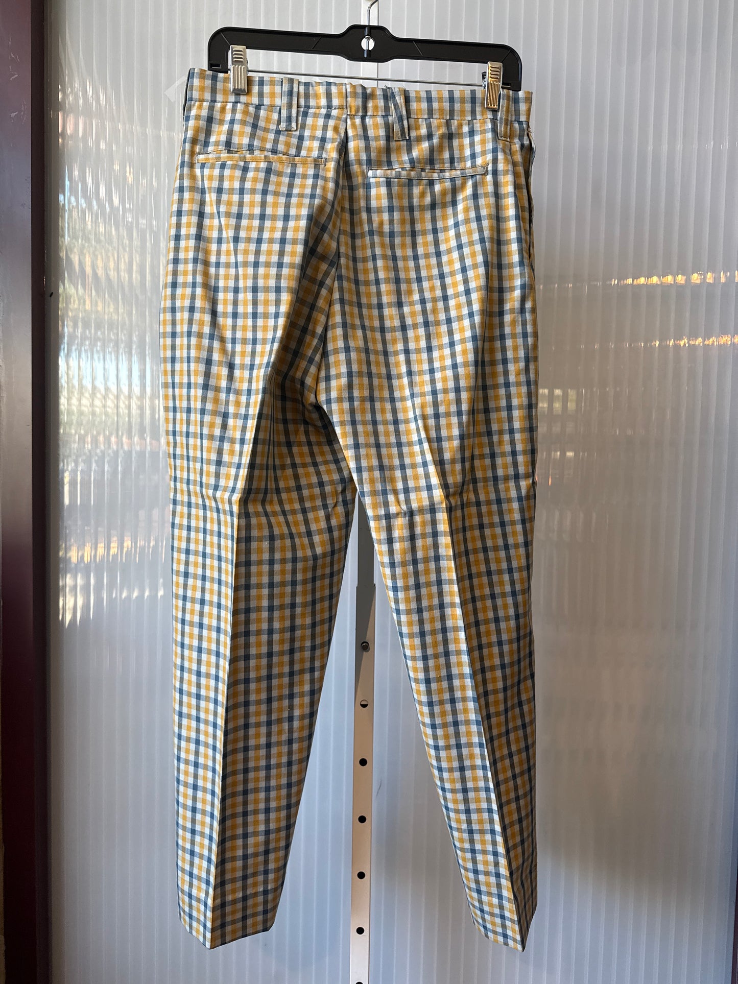 1970s Blue and Yellow Gingham Pants