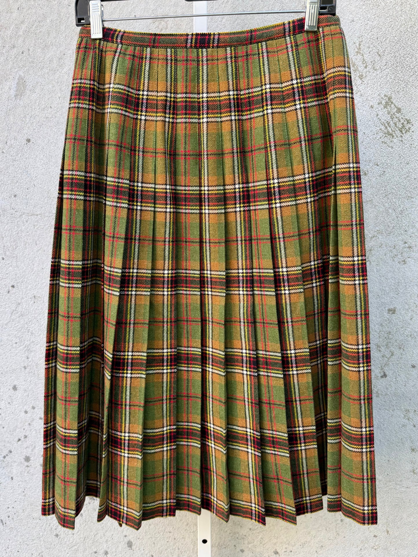 1960s Green Plaid Wool Kilt