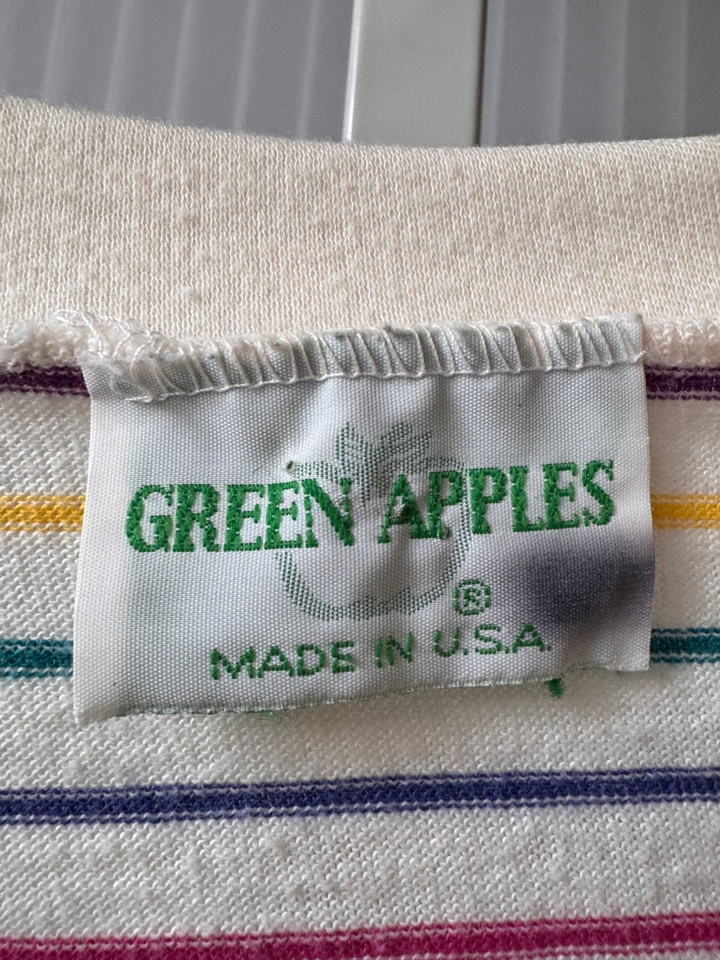 1980s White Cropped Striped T-Shirt