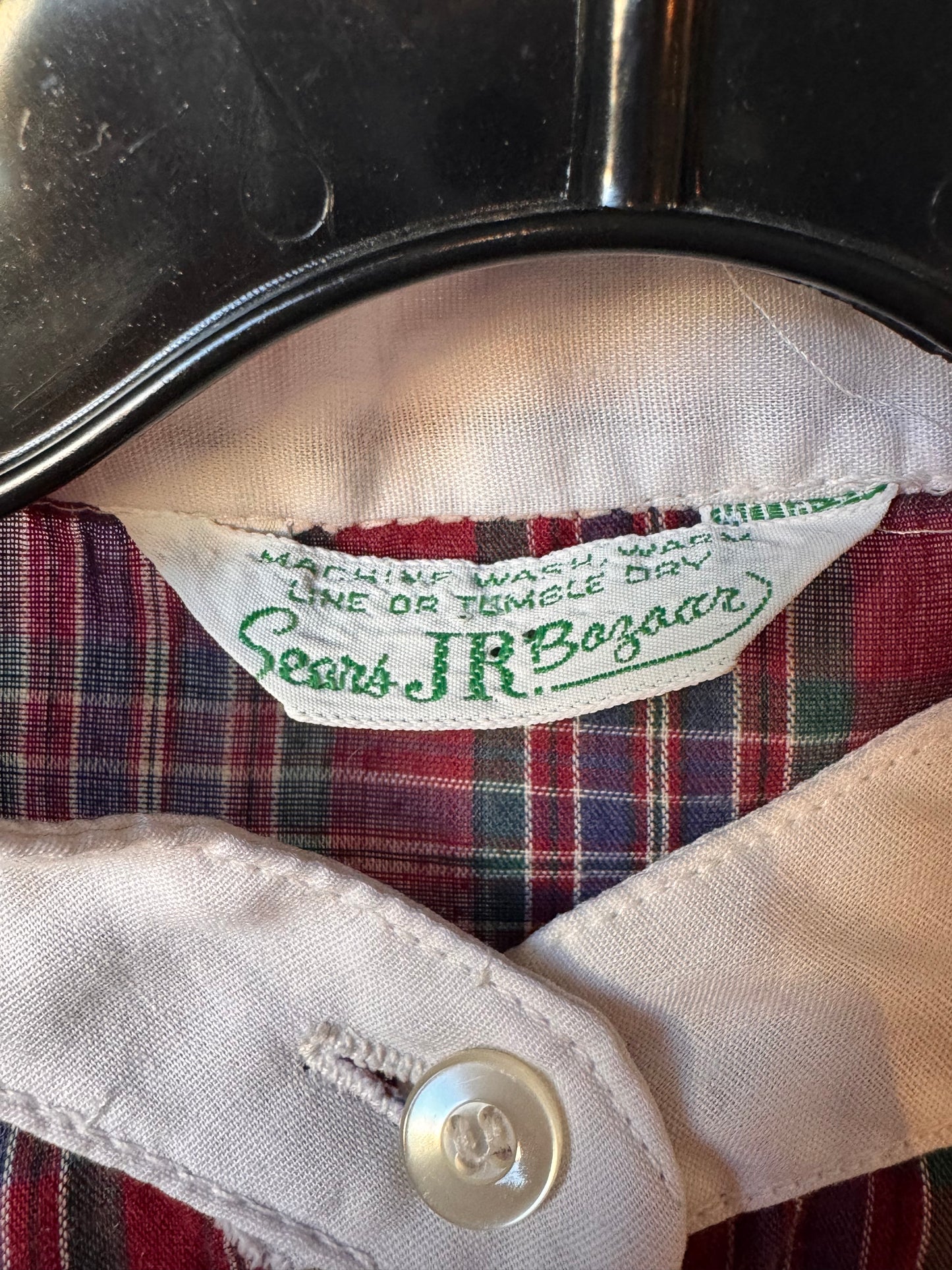 1960s Sears Red Plaid Loungewear Shirt