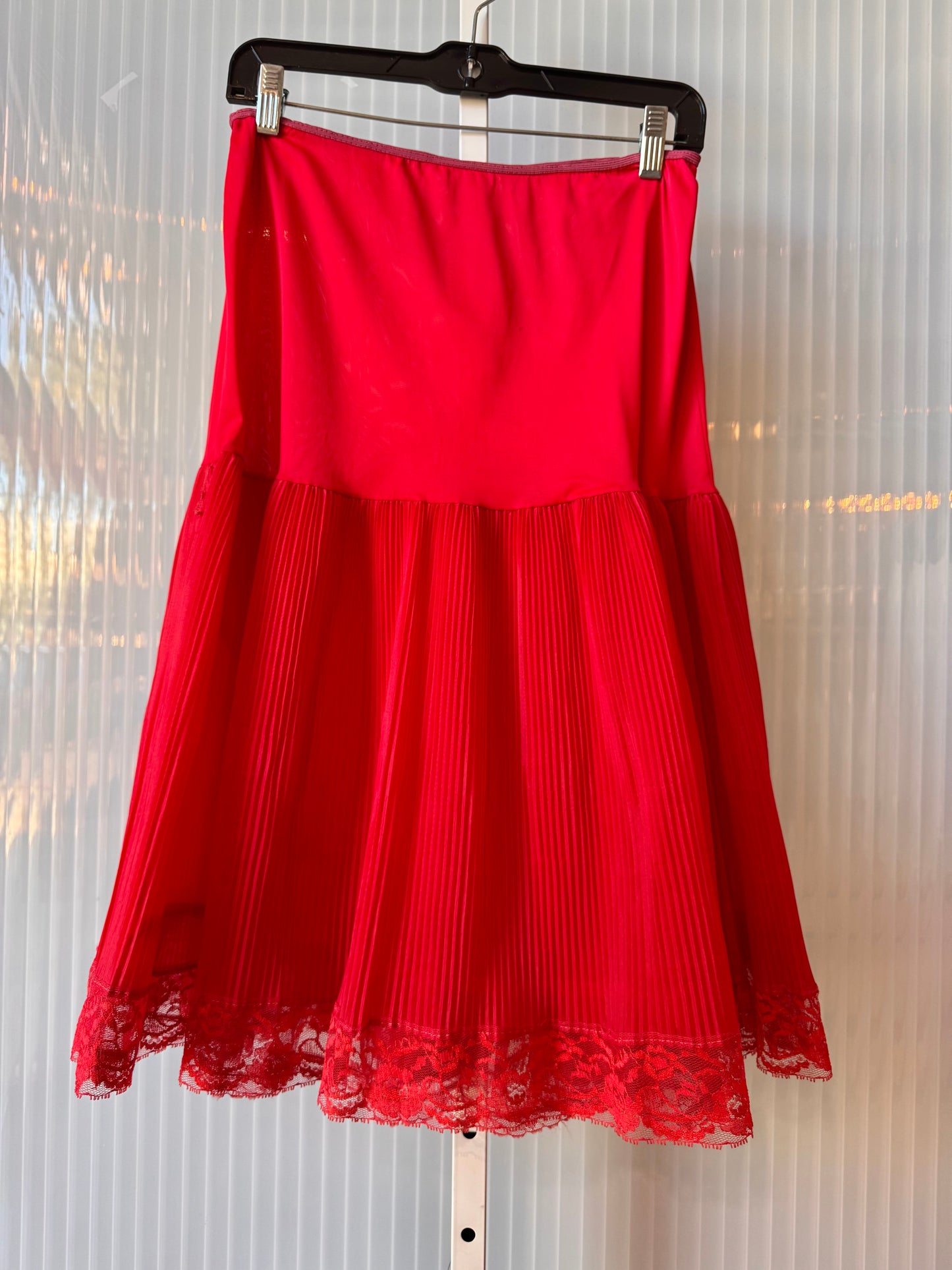1950s Red Pleated A-Line Petticoat