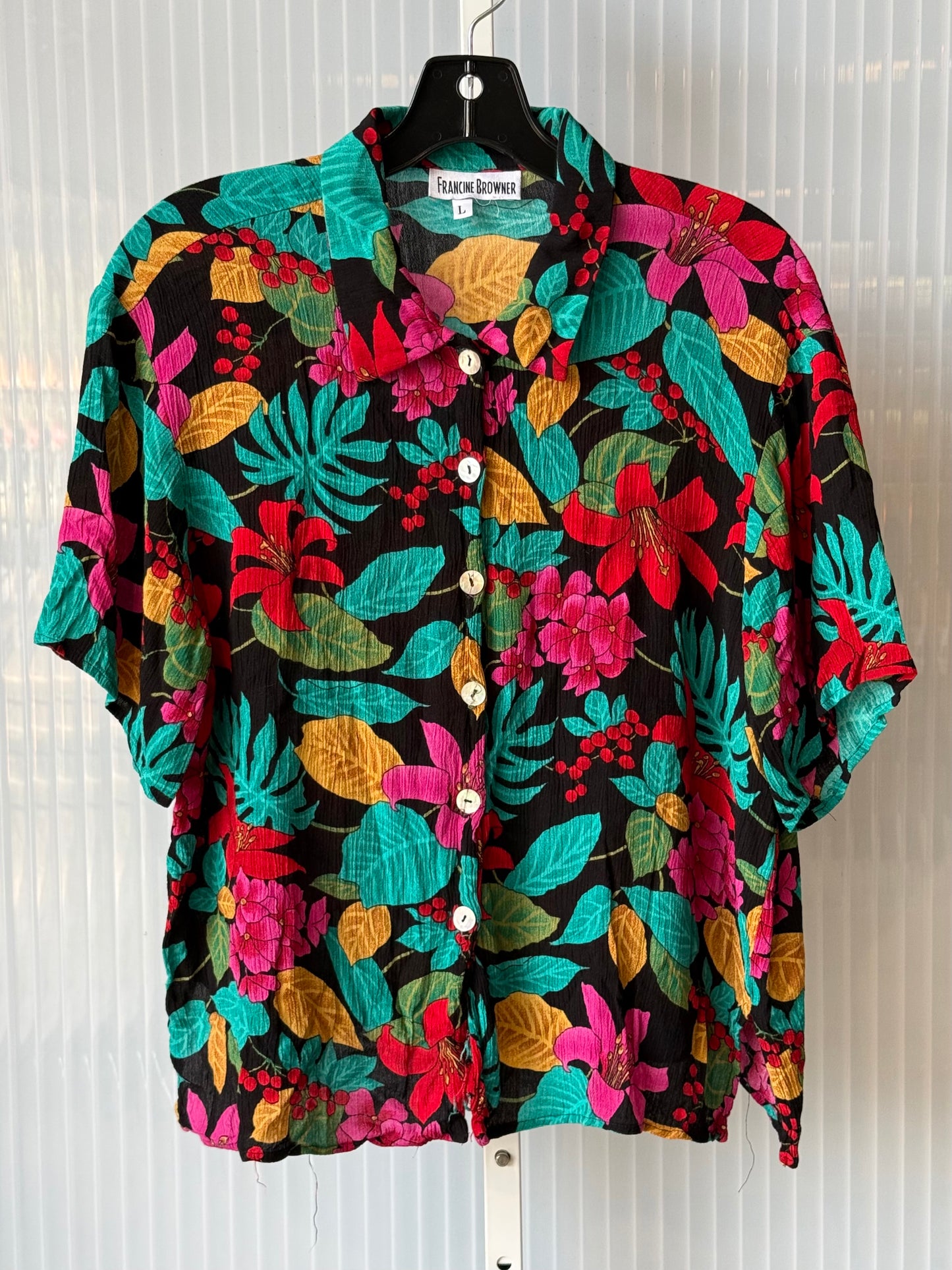 1980s Multicolor Floral Hawaiian Blouse