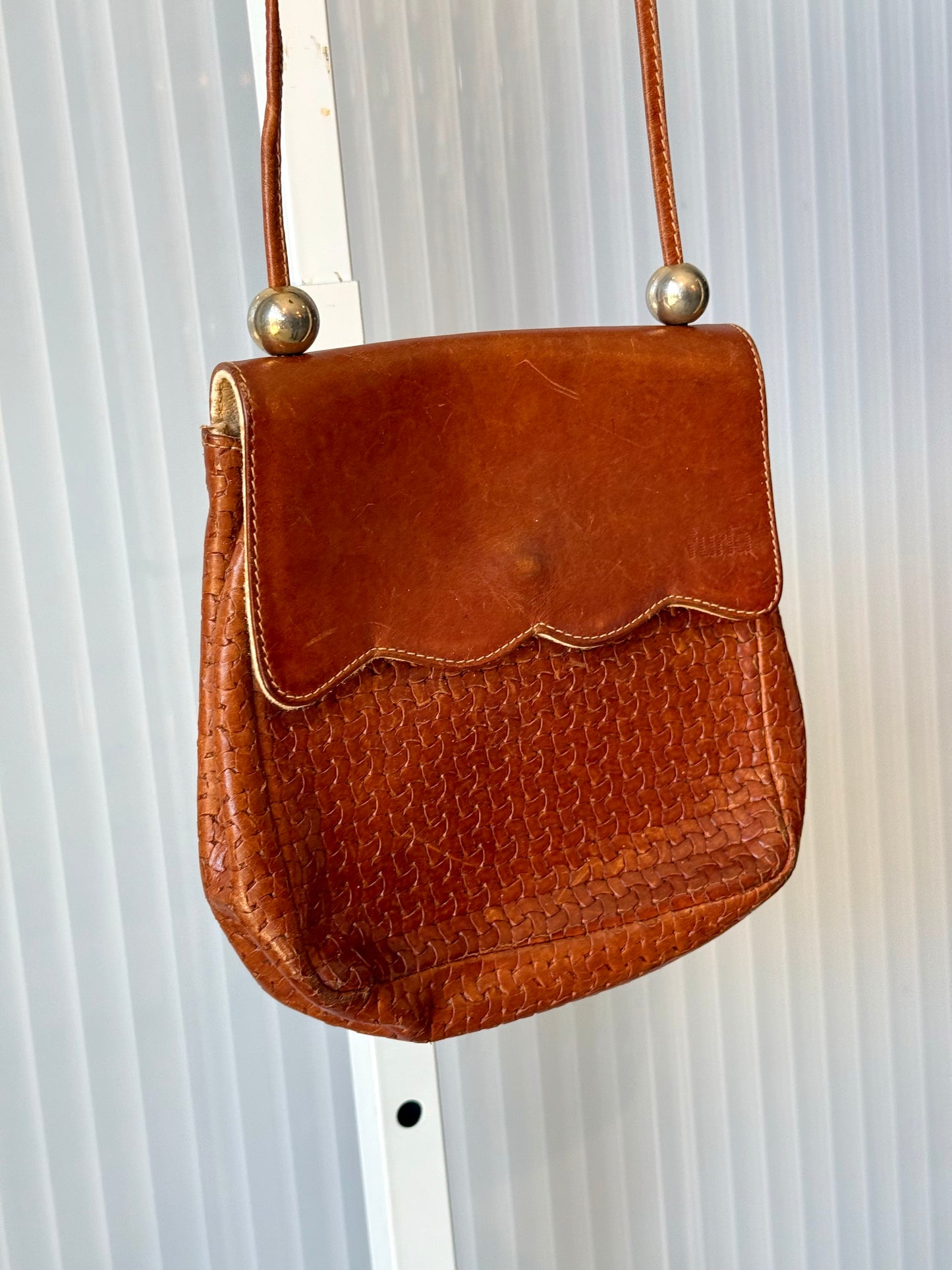 Furla Brown Leather Woven Bag