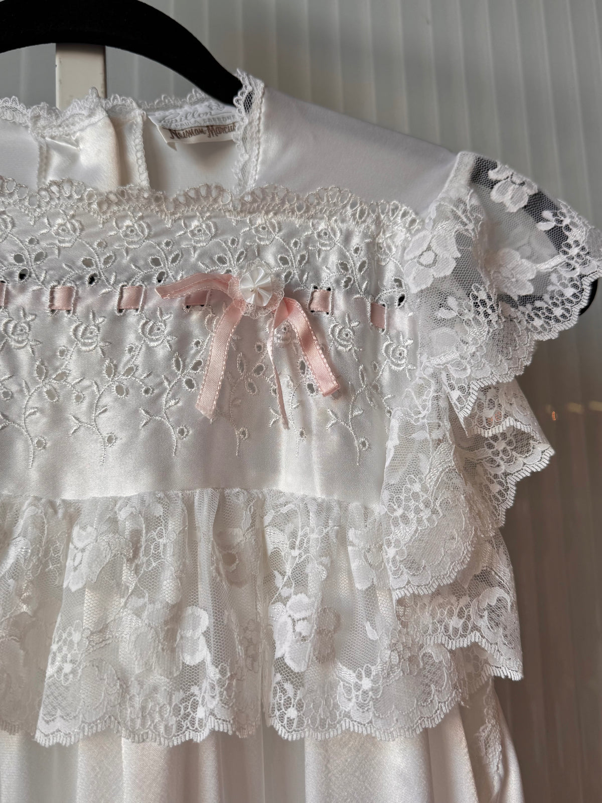 1970s Neiman Marcus White Satin & Lace Nightgown