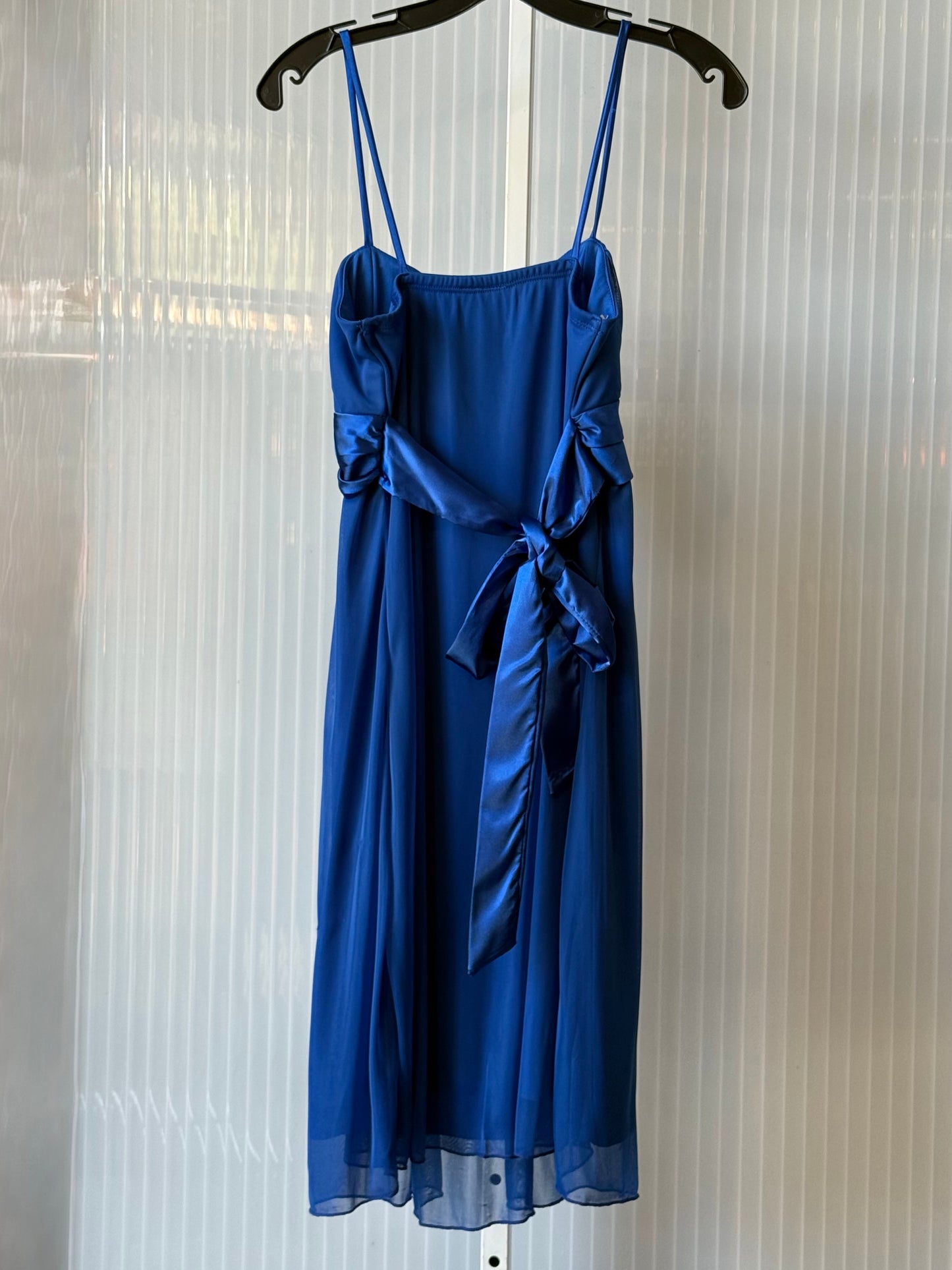 2000s Blue Layered Empire Waist Mini Dress with Flower