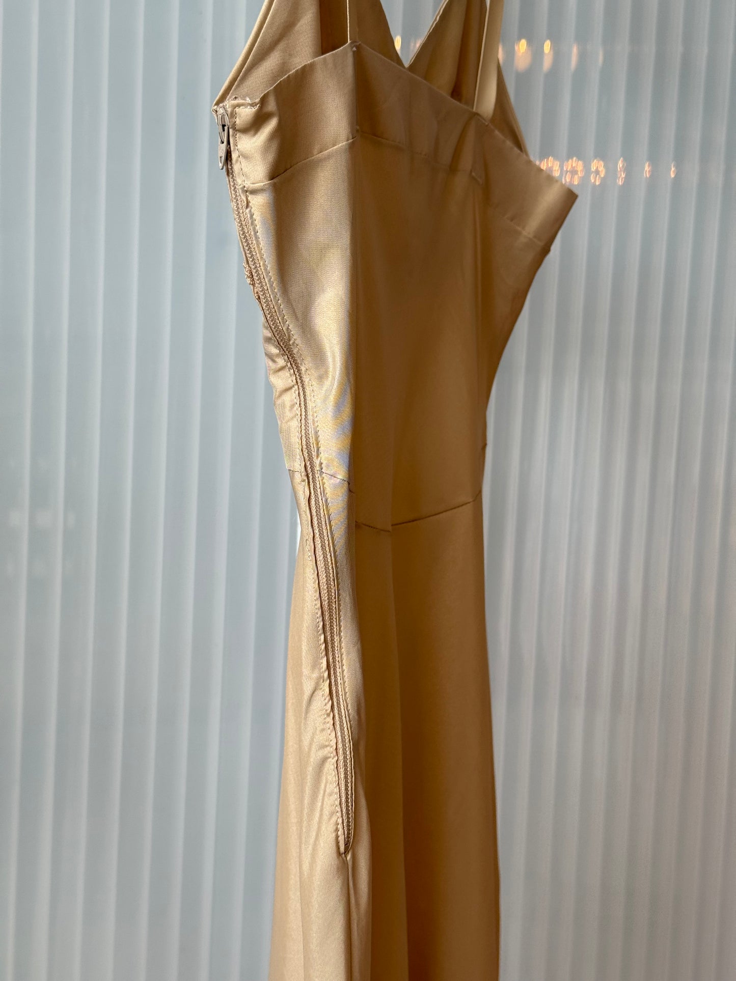 1960s Cream Blush Slip Dress w/ Side Zipper