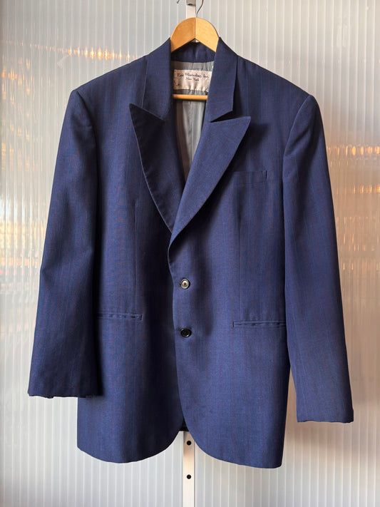 1960s Blue with Red & Gray Pinstripe Suit Jacket