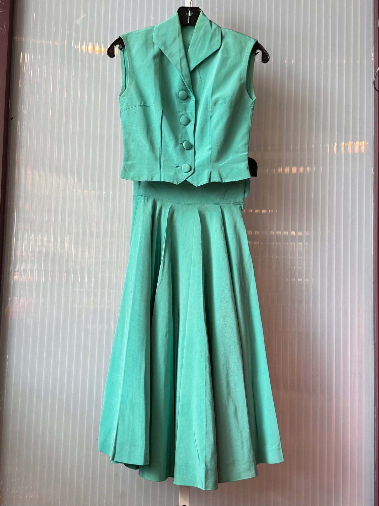 1950s Mint Blue Top & Circle Skirt Set