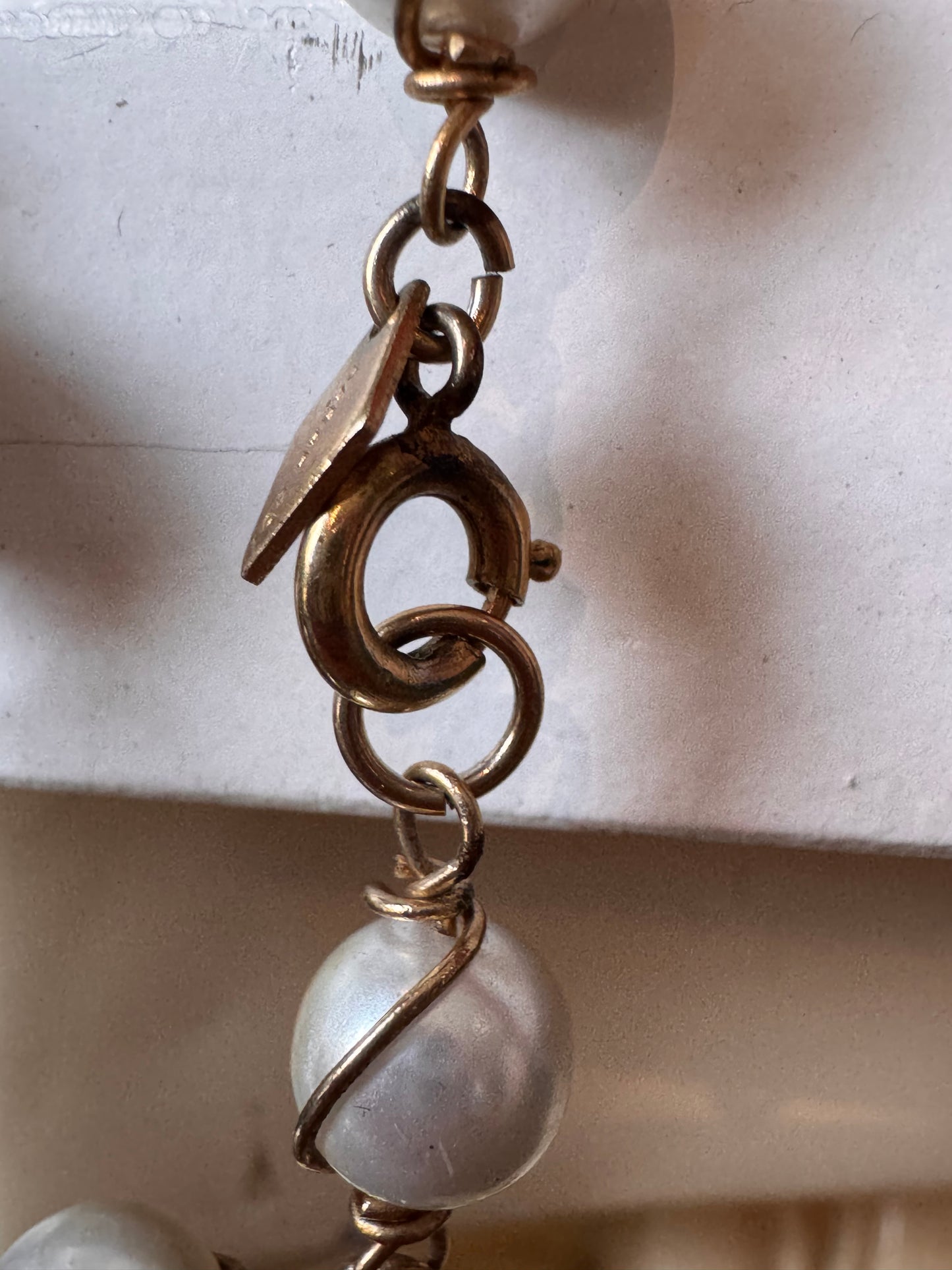 1970s Sarah Coventry Gold Wire Wrapped Pearl Necklace