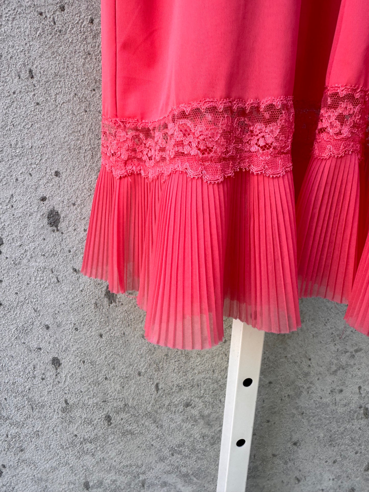 1950s Salmon Pink Slip with Pleated Hem