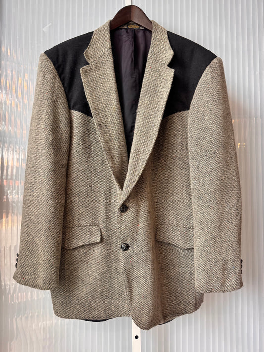 Western Style Grey Speckled Tweed Blazer