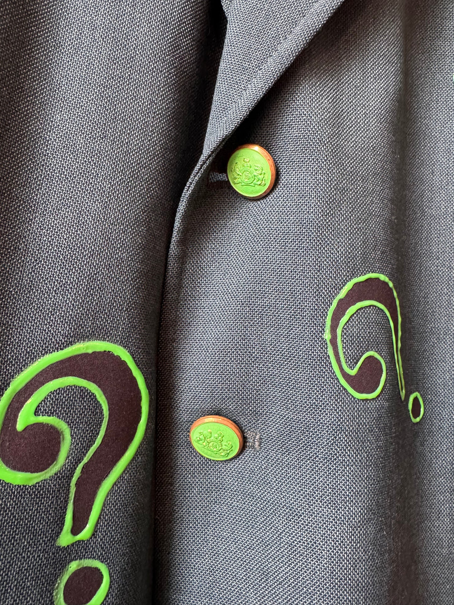 1990s Green Blazer with Customized Question Marks