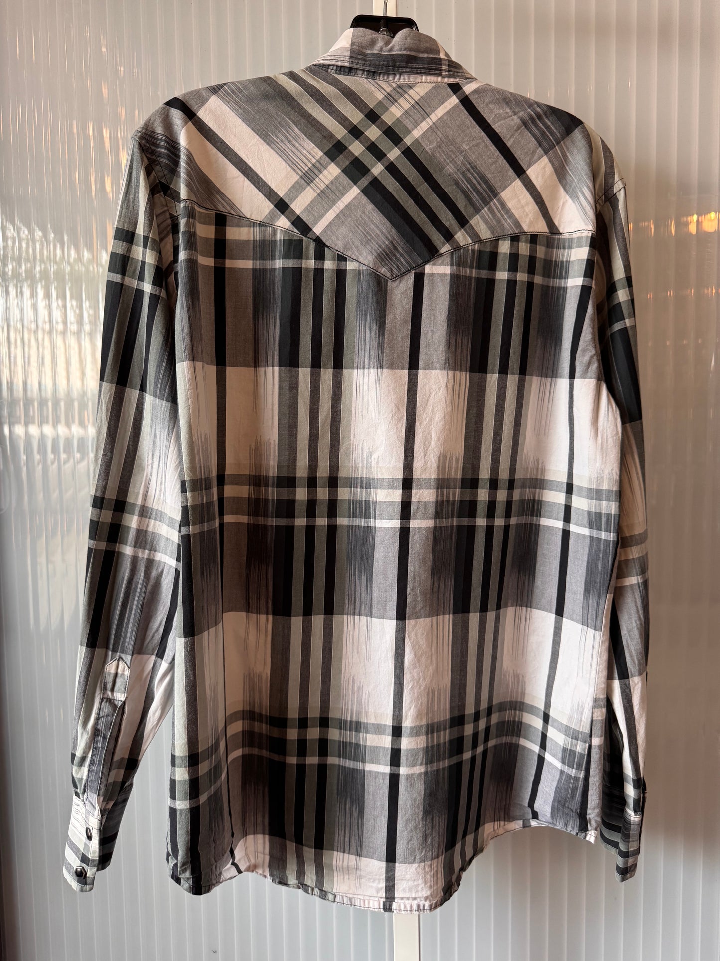 2010s Black & White Plaid Western Shirt