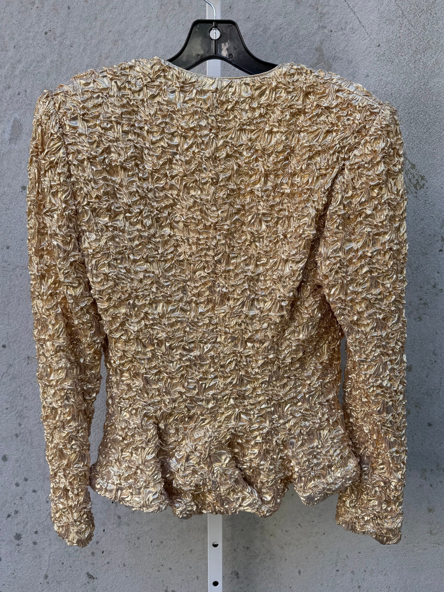 1980s Gold Crinkle Peplum Jacket