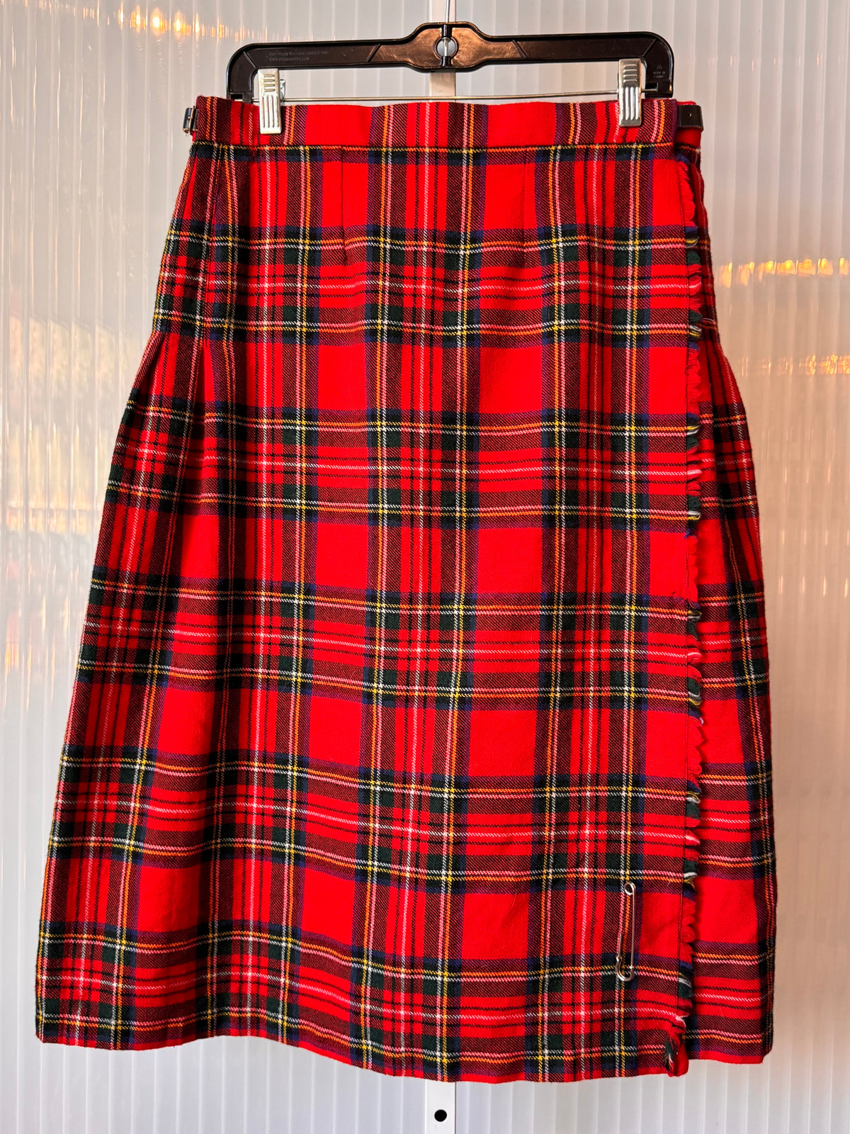 1990s 100% Wool Red Tartan Kilt