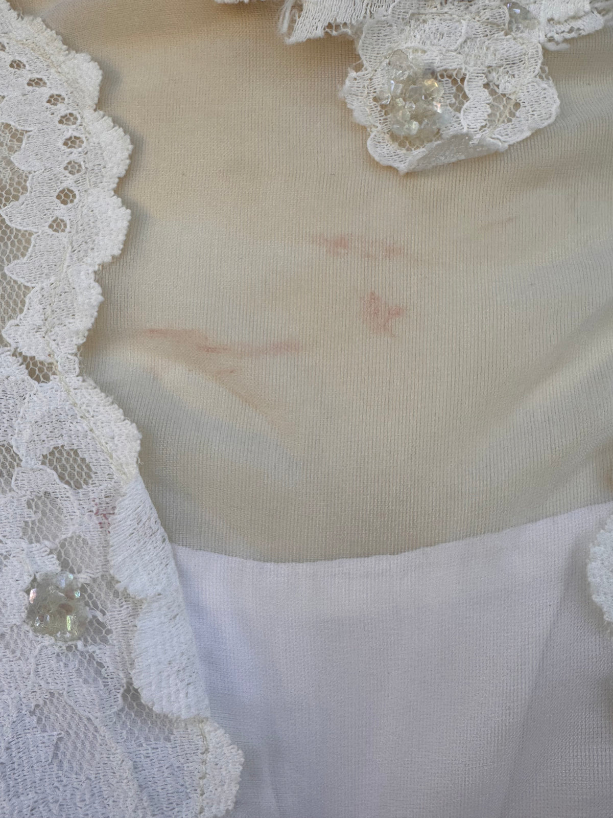 1970s White Organza Empire-Waist Wedding Dress