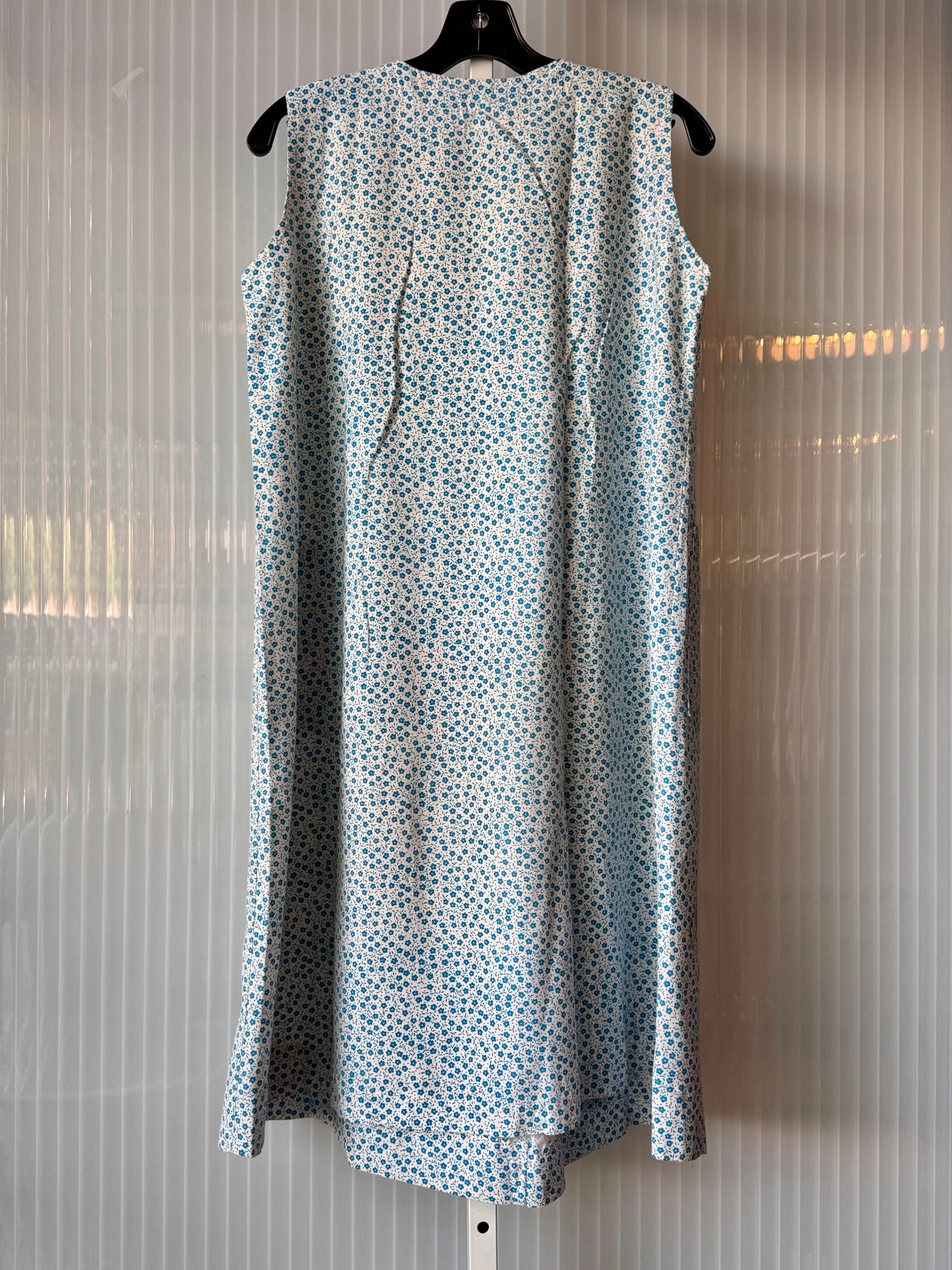 1960s Blue & White Polka Dot Tent Dress w/ Floral Appliques