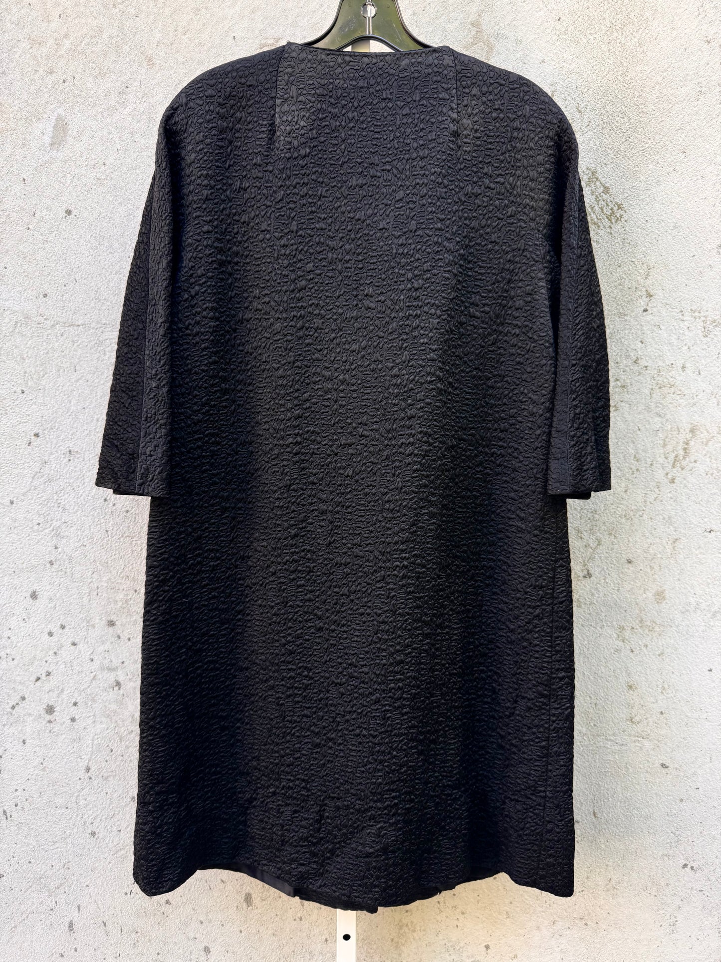 1950s Black Wool Coat with Beaded Buttons