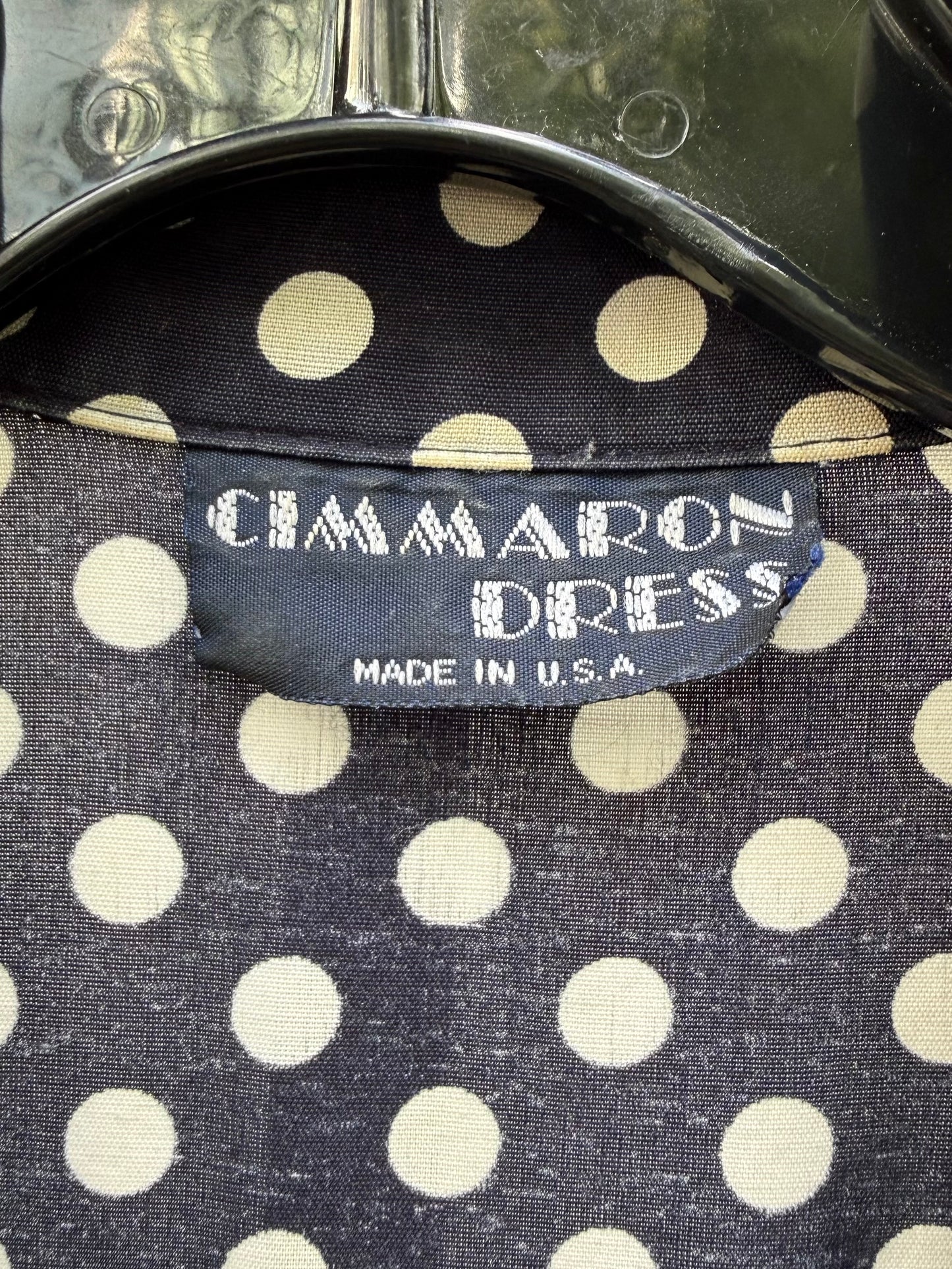1980s Navy & White Polka Dot Romper