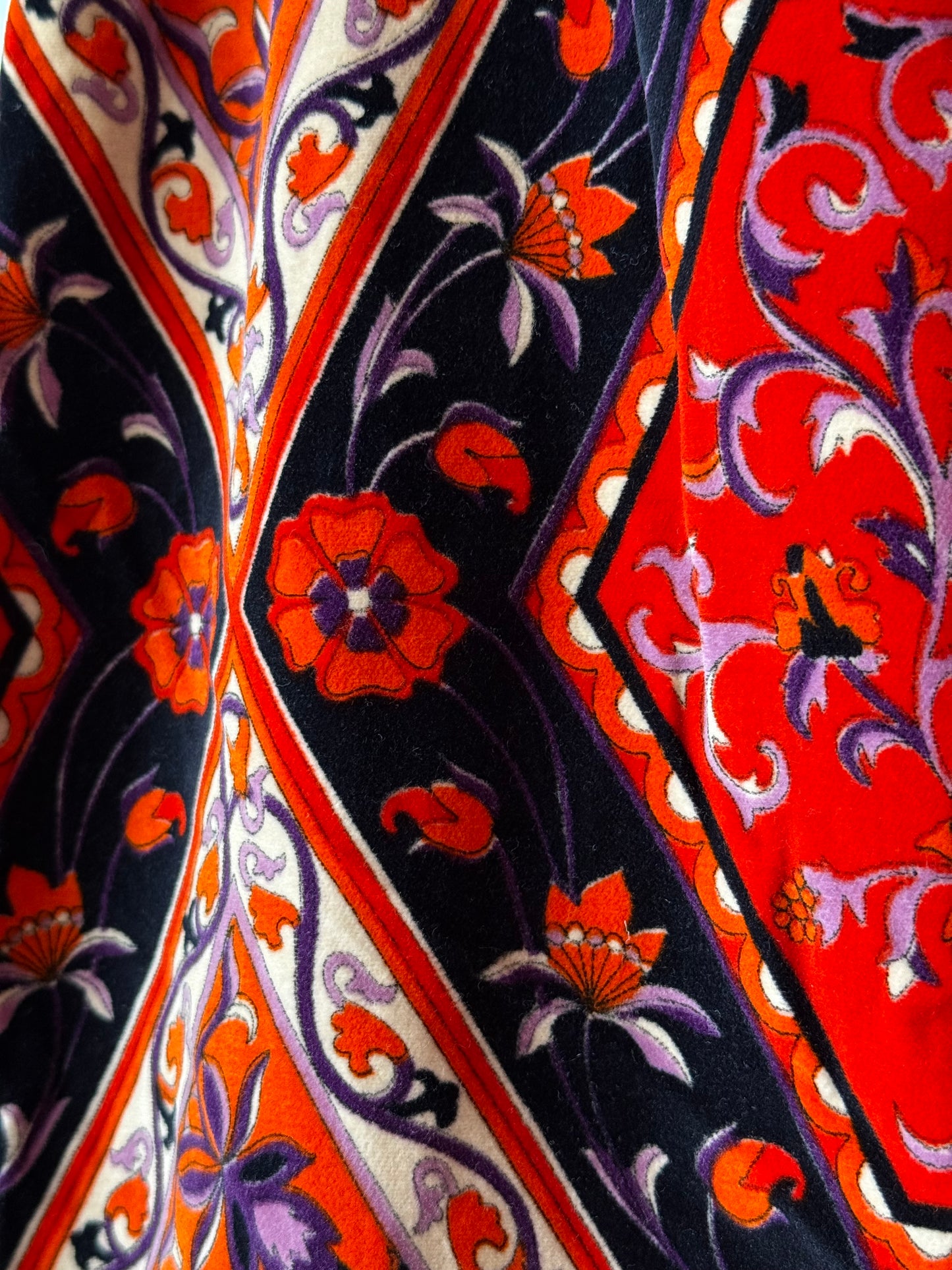 1970s Velvet Floral Maxi Skirt