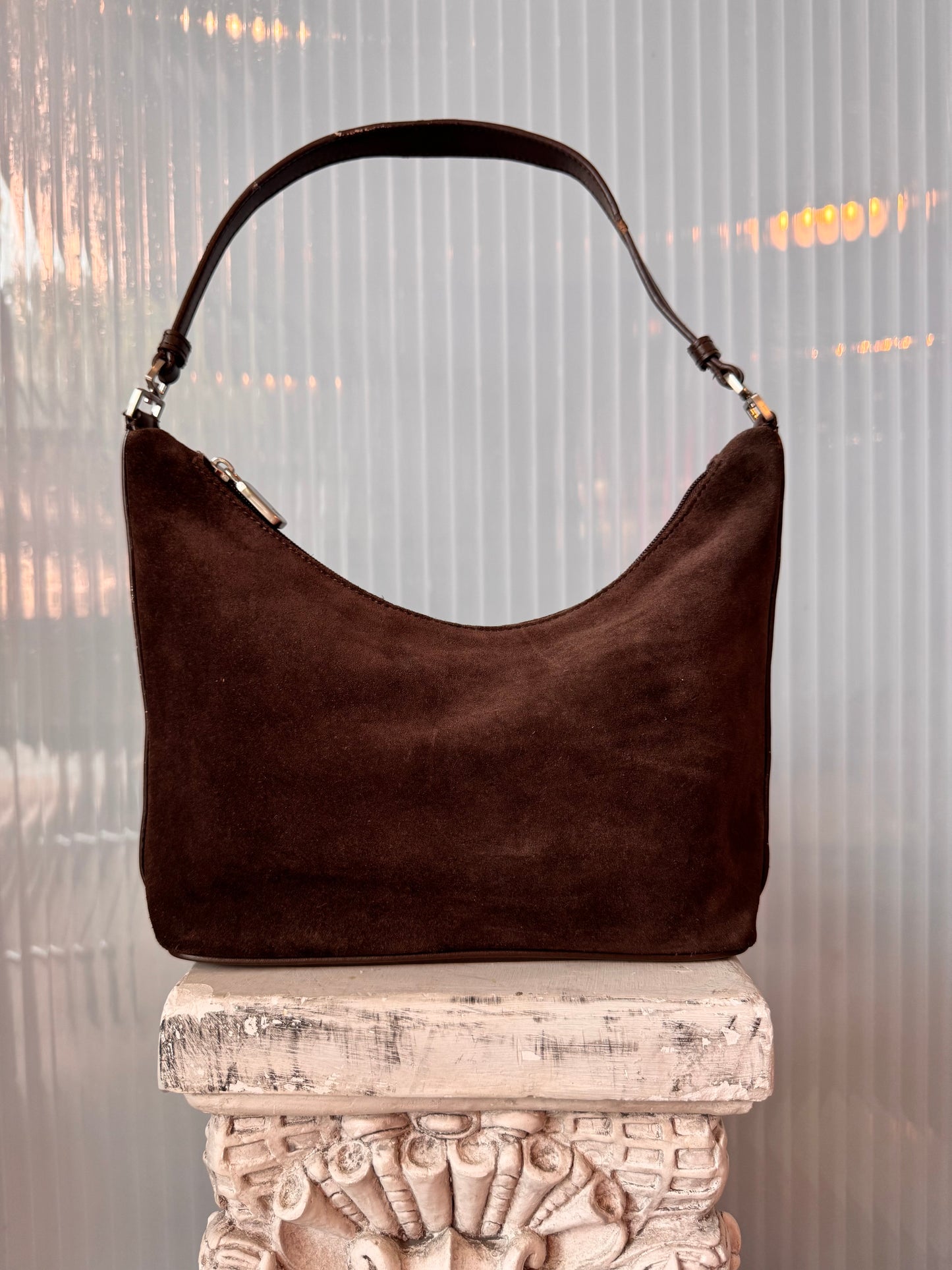 2000s Brown Suede Shoulder Bag