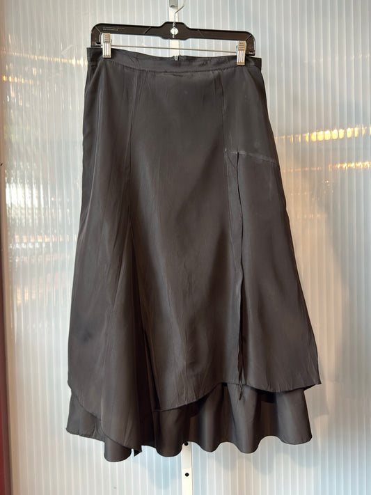 1990s Black Asymmetrical-Hem Skirt