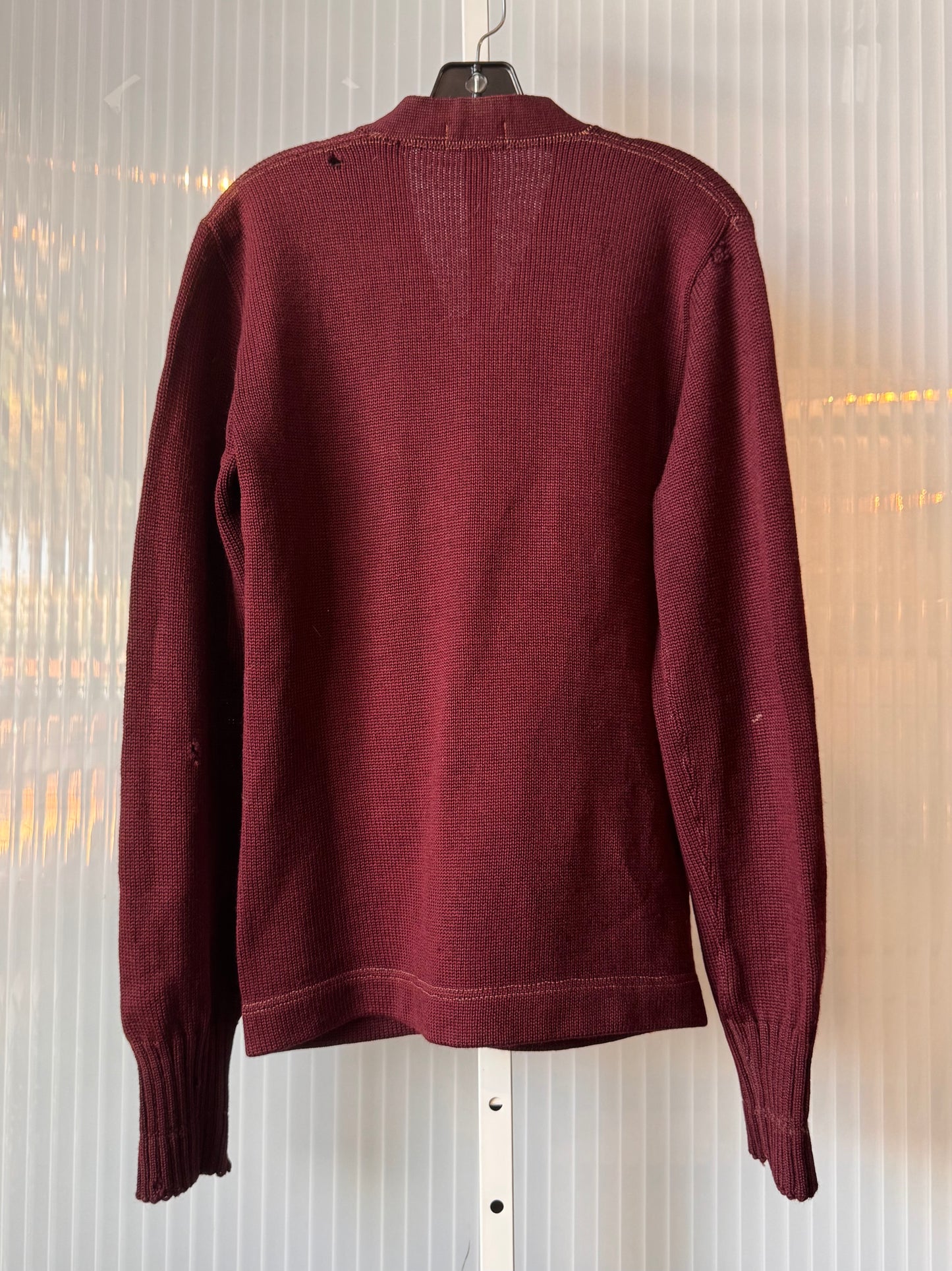 1950s Burgundy Knit Cardigan