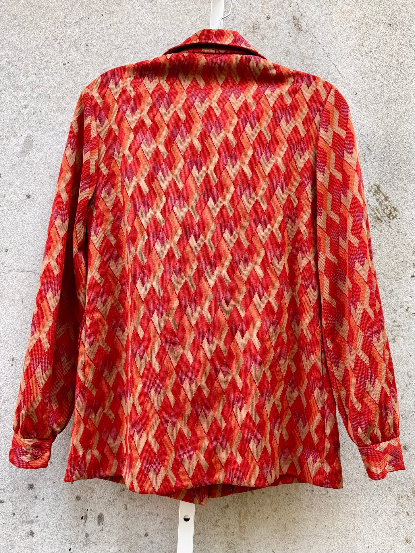 1970s Orange Rhombus Polyknit Shacket