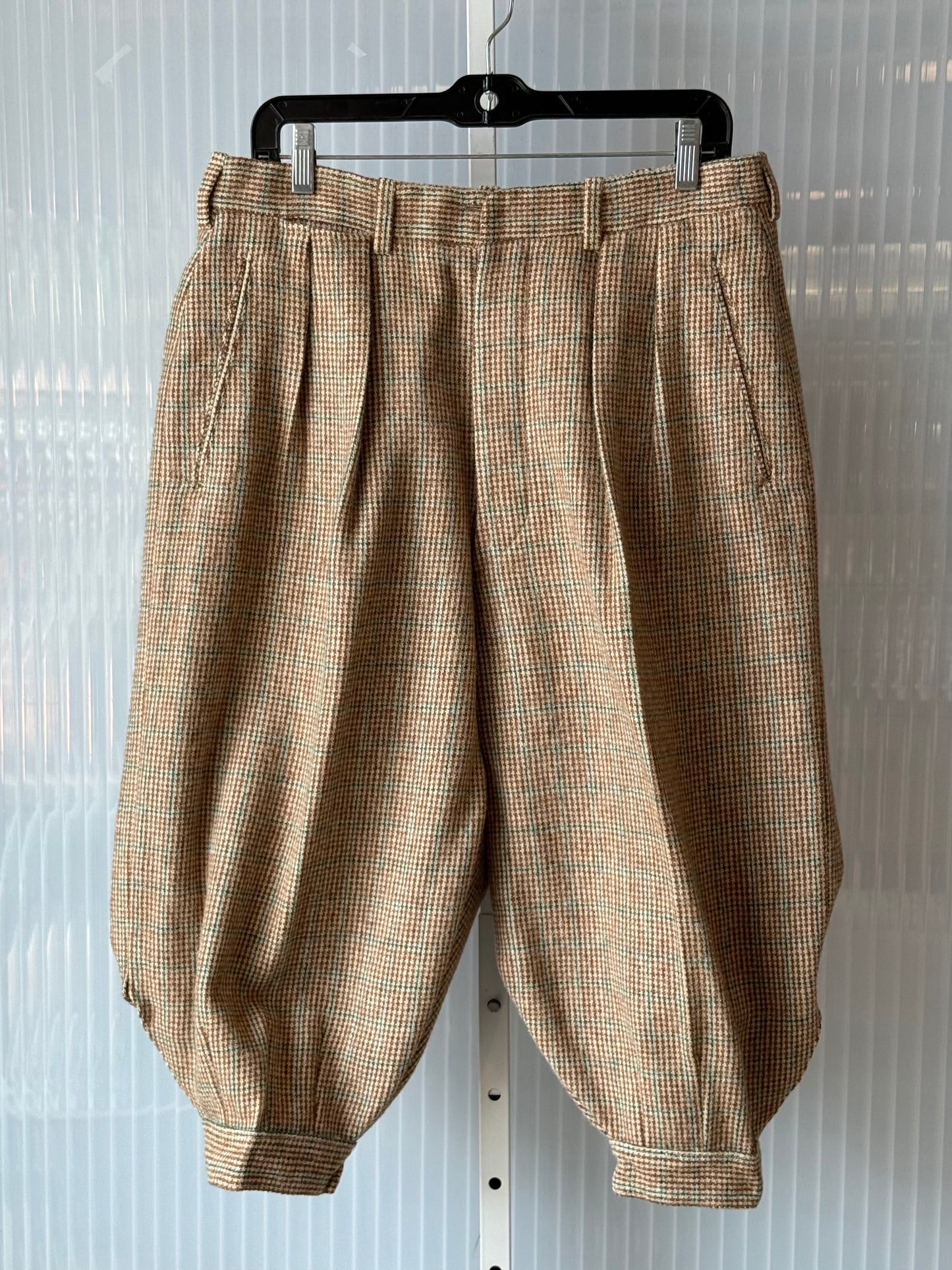 1970s Cream & Green Wool Tweed Suit Set