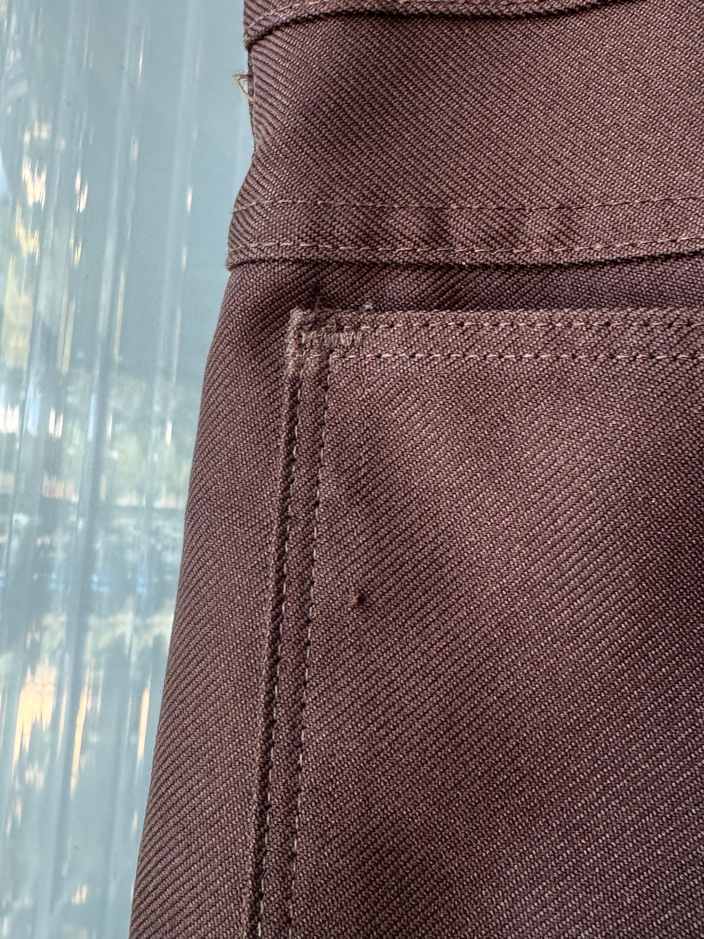 1970s Brown PolyKnit Jean-Style Pants