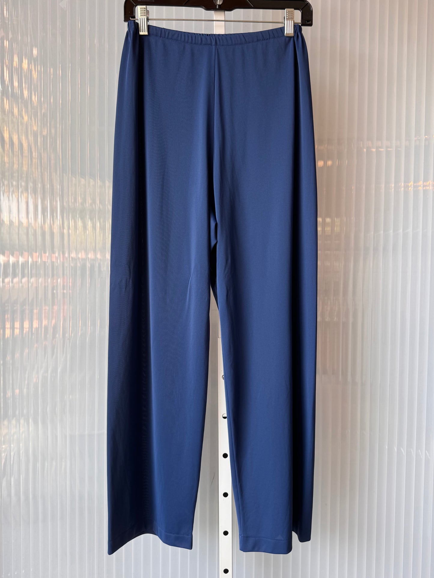 1970s Blue Pajama Set with White Lace Trim