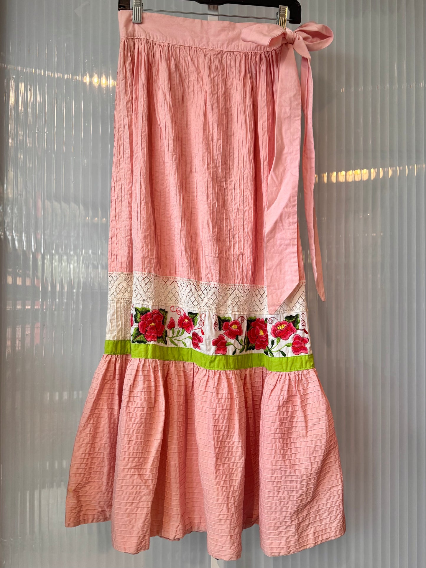 1970s Georgia Charuhas Pink Floral Top & Skirt Set