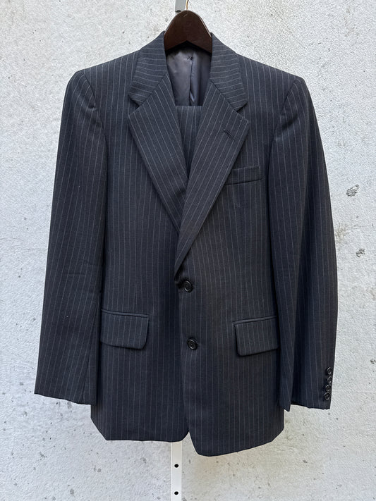 1980s Dark Grey Pin Stripe Suit Jacket Set