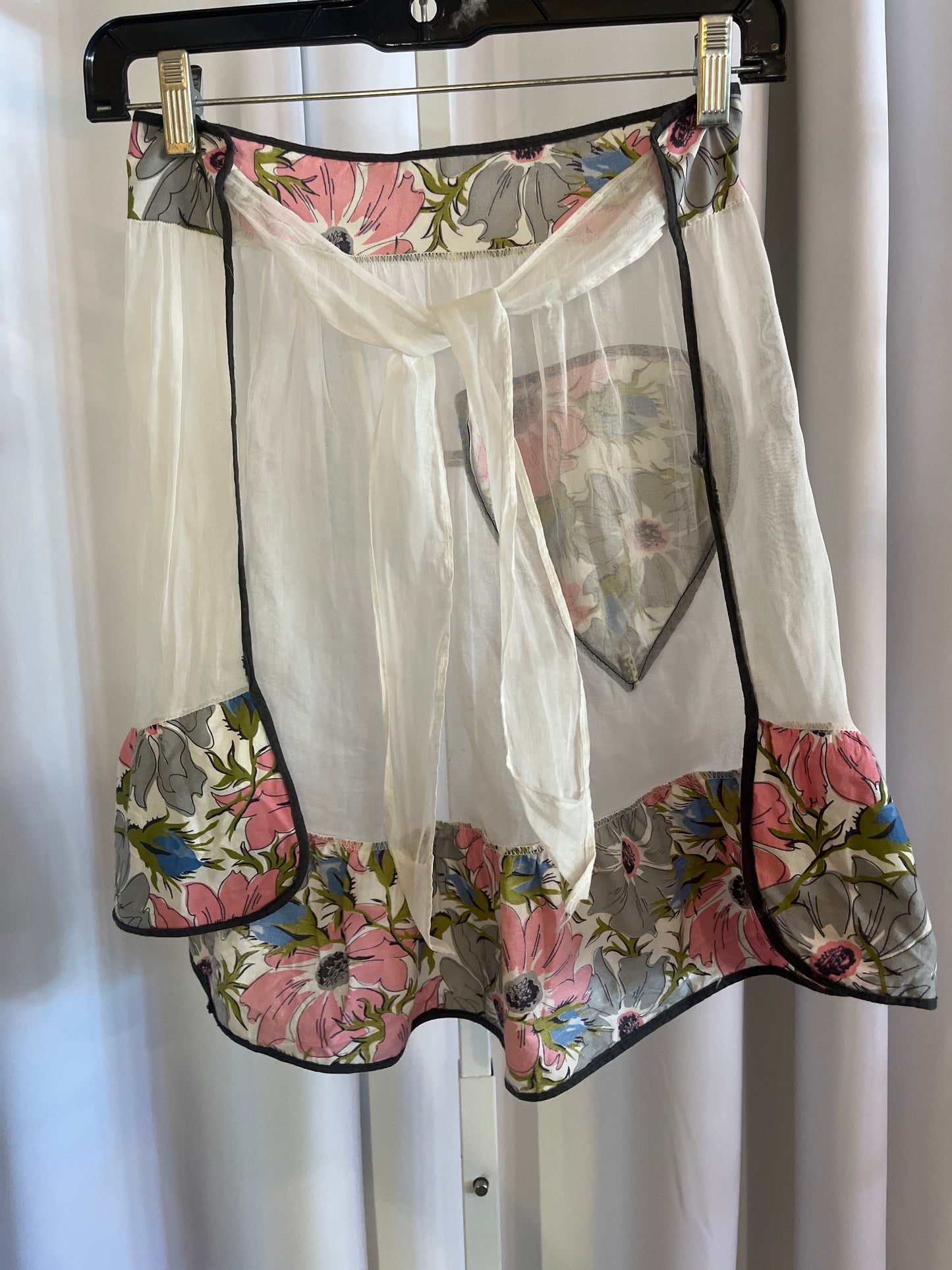 Pink, Grey and Blue Sheer floral Apron