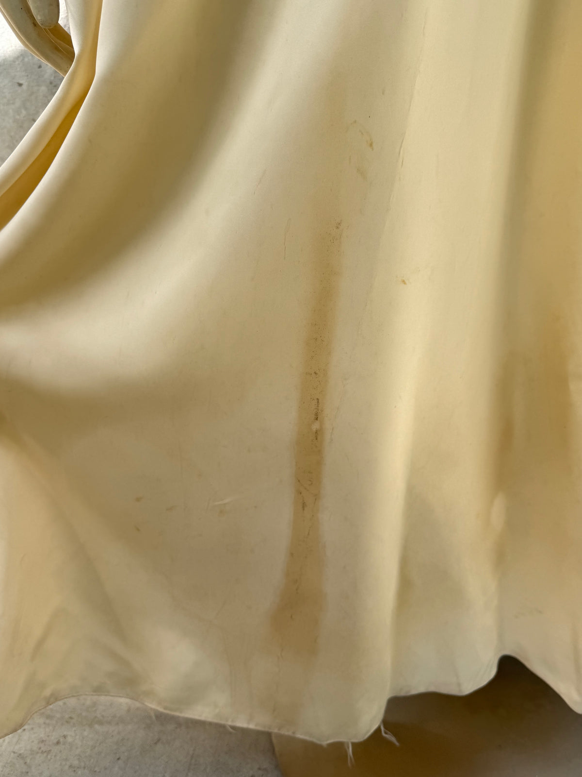 Late 1960s / Early 1970s Cream Satin & Lace Wedding Dress