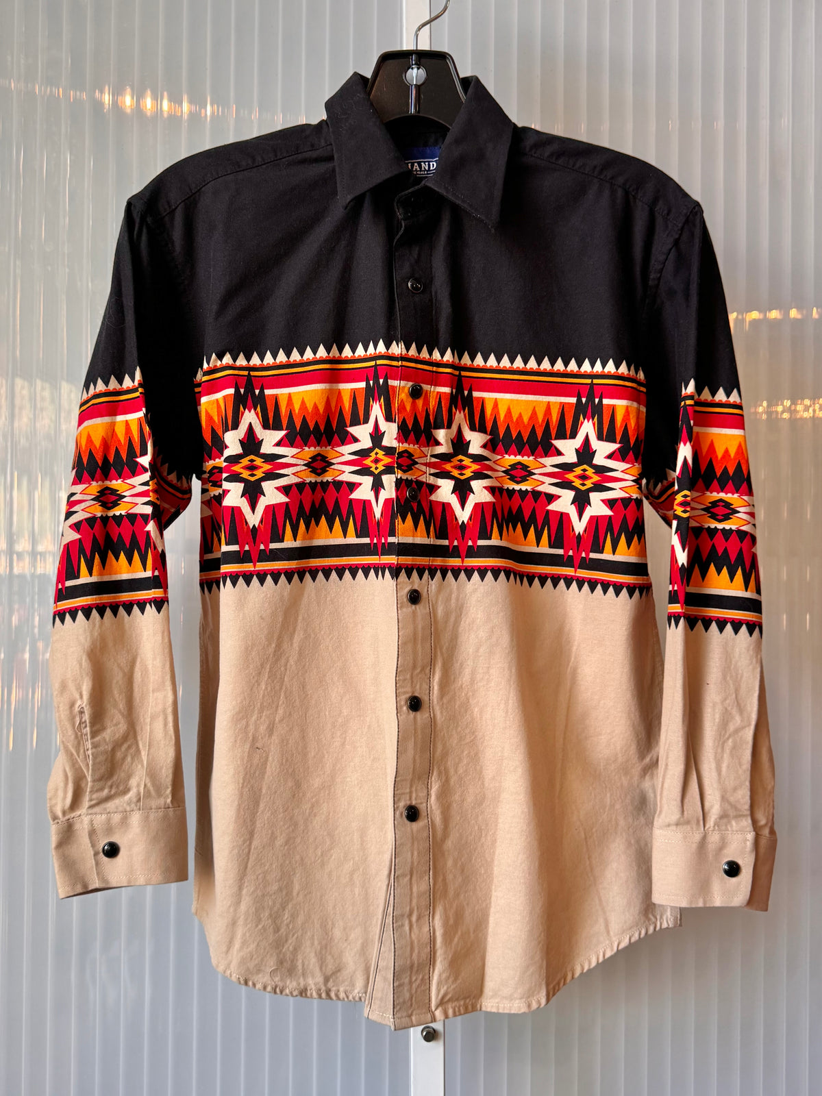 2010s Panhandle Black Orange & Cream Western Shirt