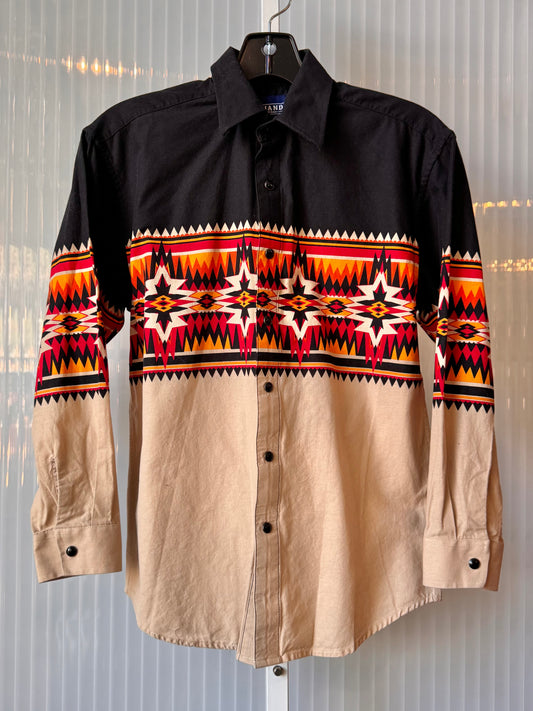 2010s Panhandle Black Orange & Cream Western Shirt