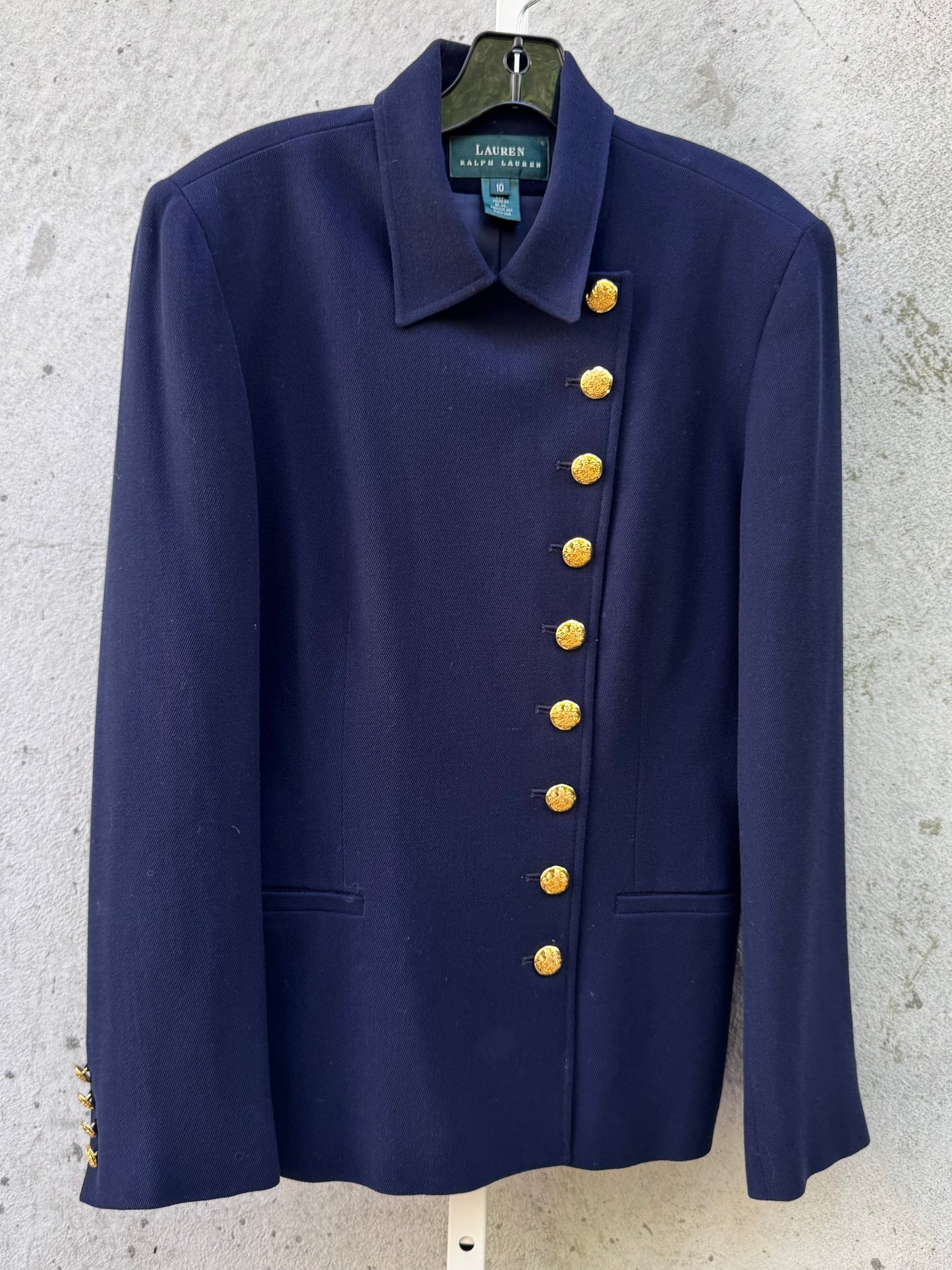 2000s Ralph Lauren Navy Blue Jacket with Gold Buttons