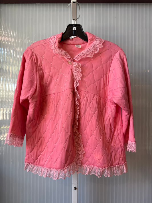 1960s Pink Sparkly Quilted Bed Jacket